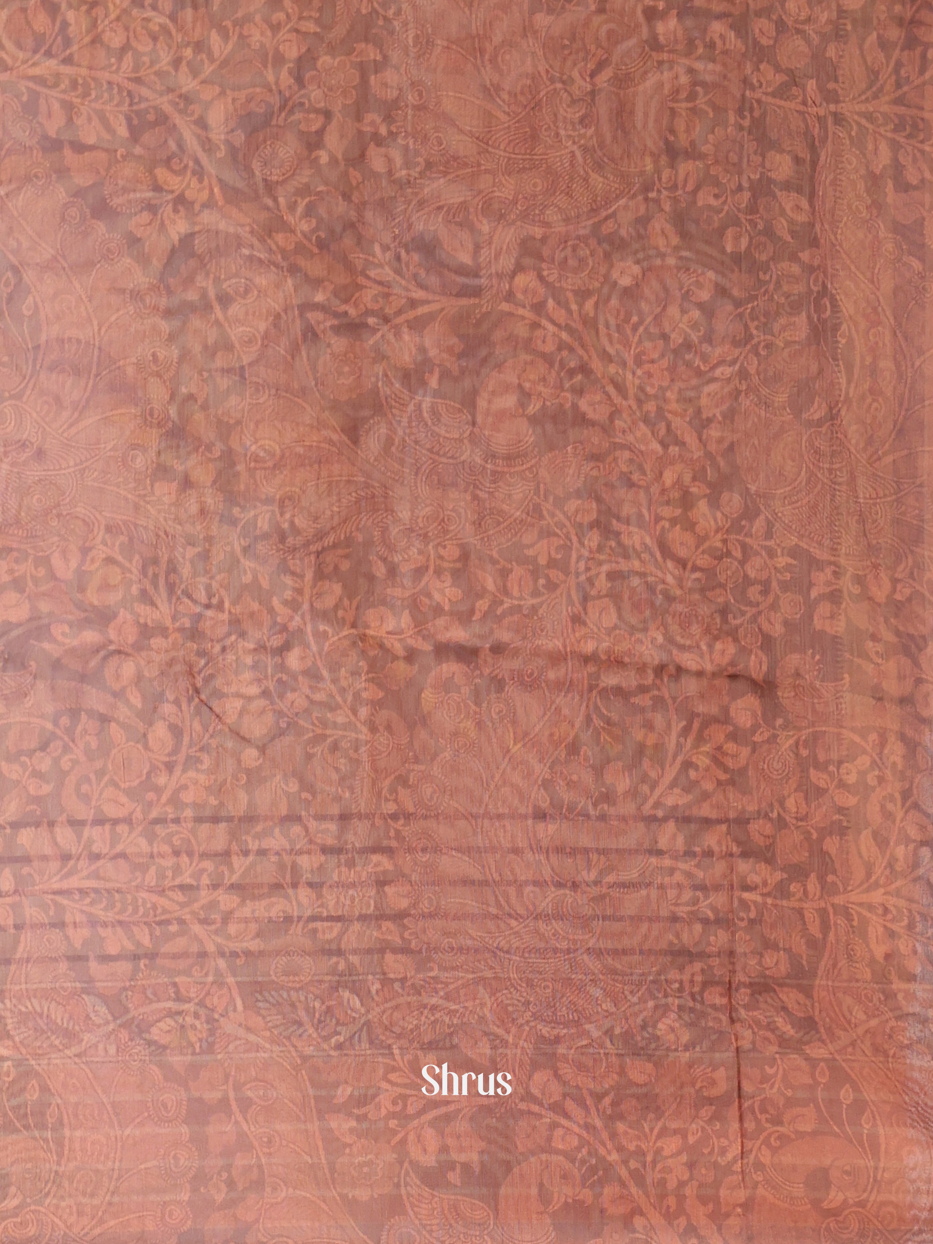 Green & Brown - Semi Chanderi Saree - Shop on Shrus.com