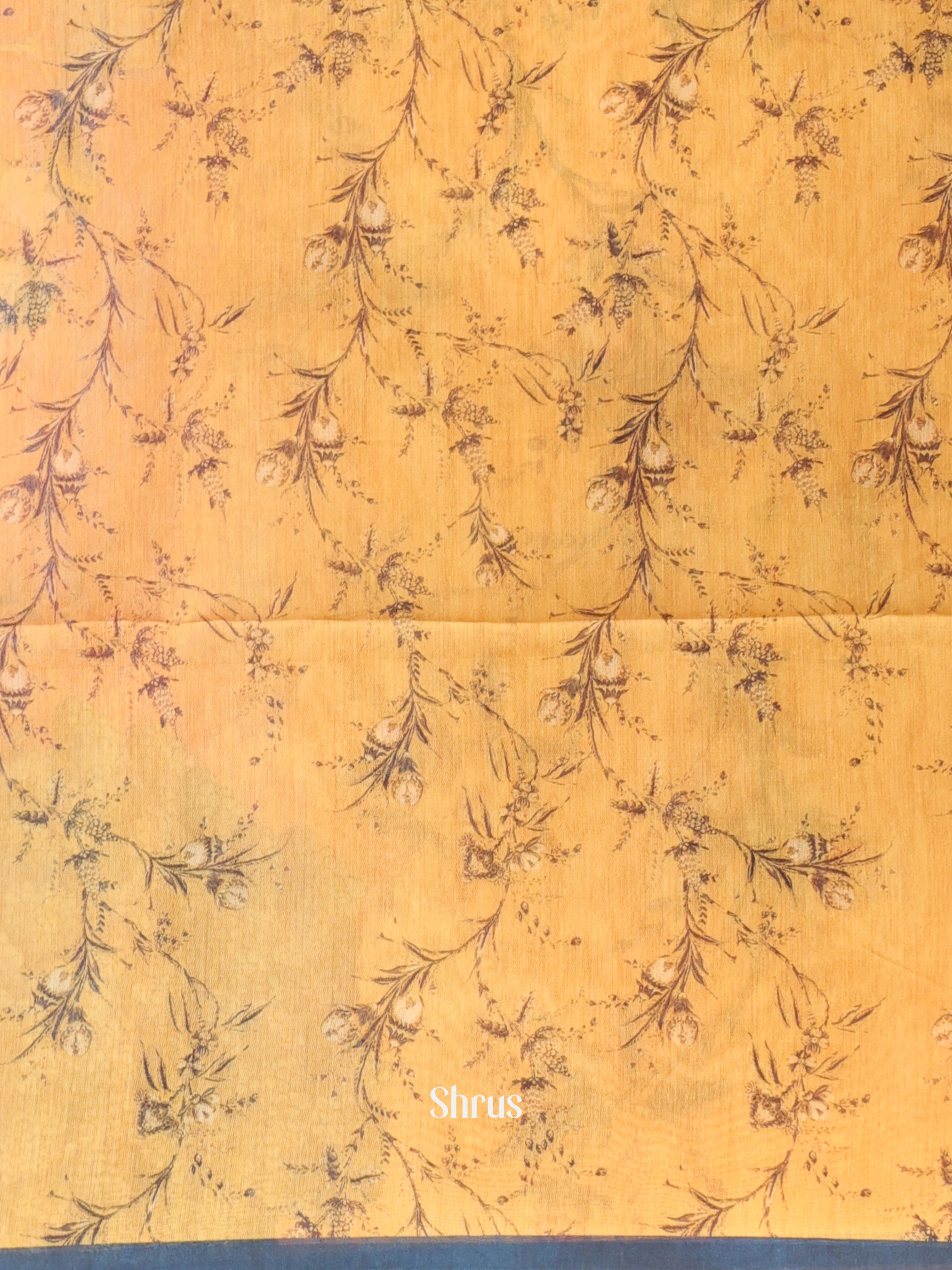 Mustard & Red - Semi Chanderi Saree - Shop on Shrus.com