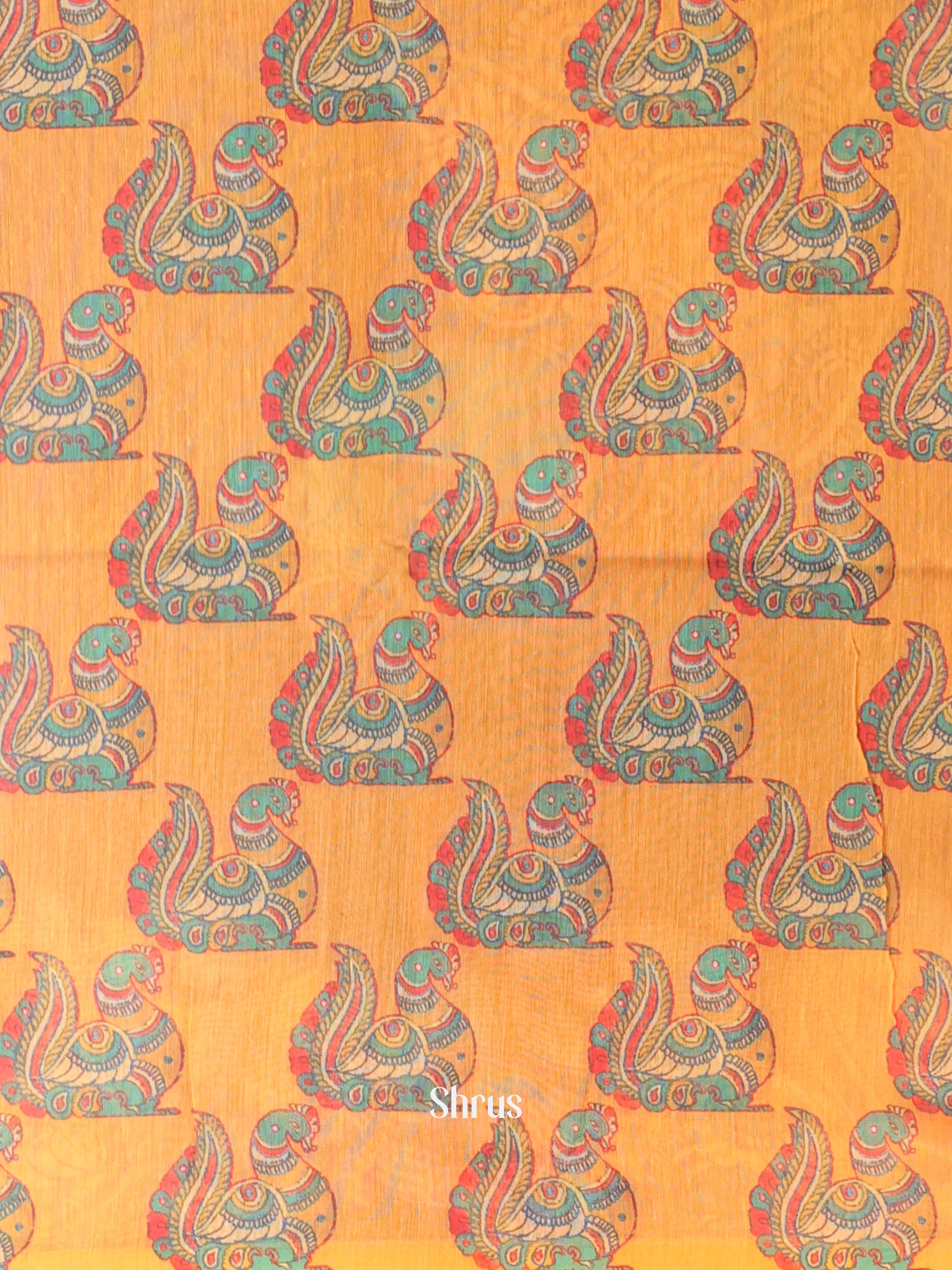 Black & Mustard - Semi Chanderi Saree - Shop on Shrus.com