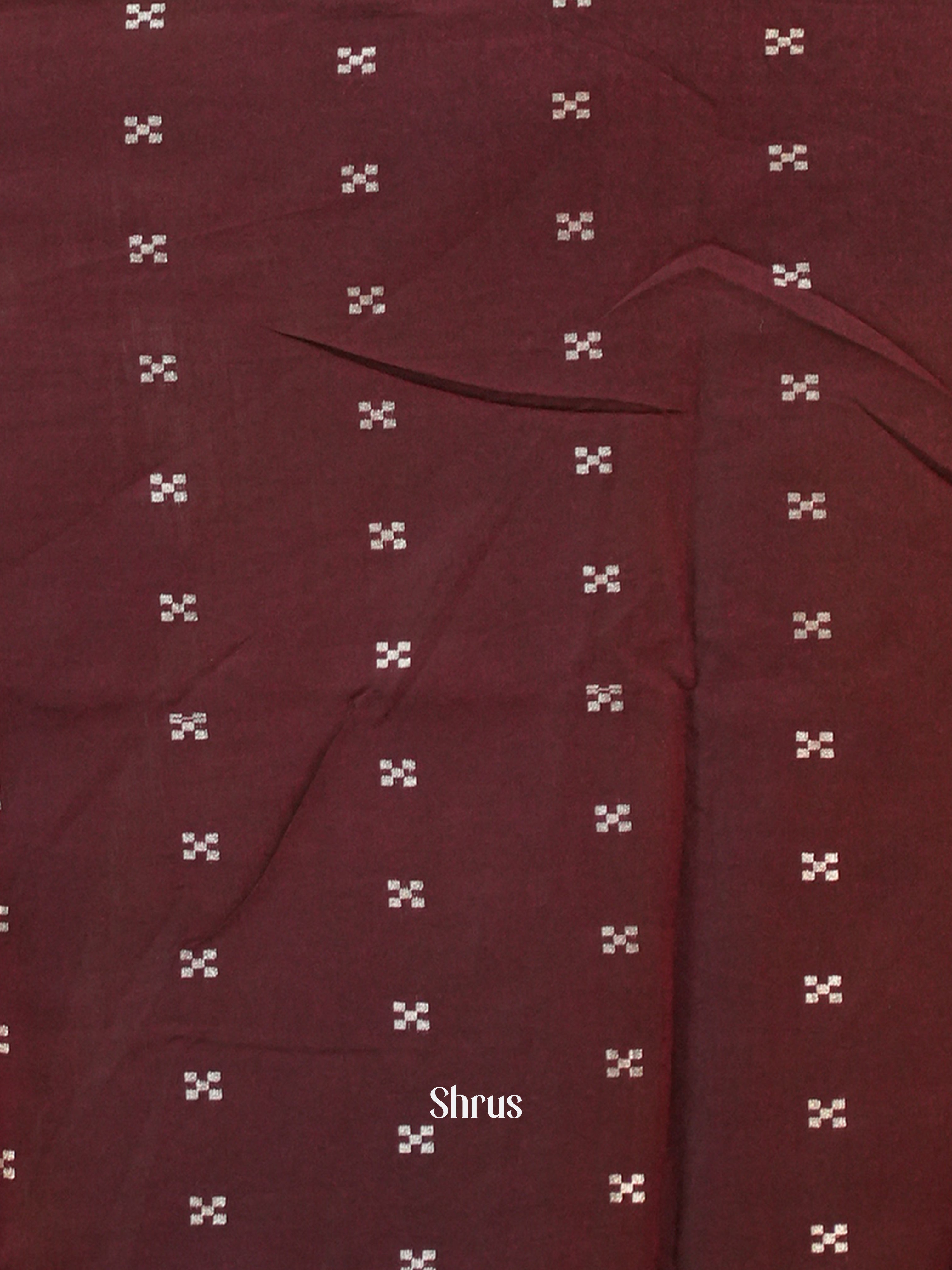 Grey & Maroon - Semi Crepe Saree - Shop on Shrus.com