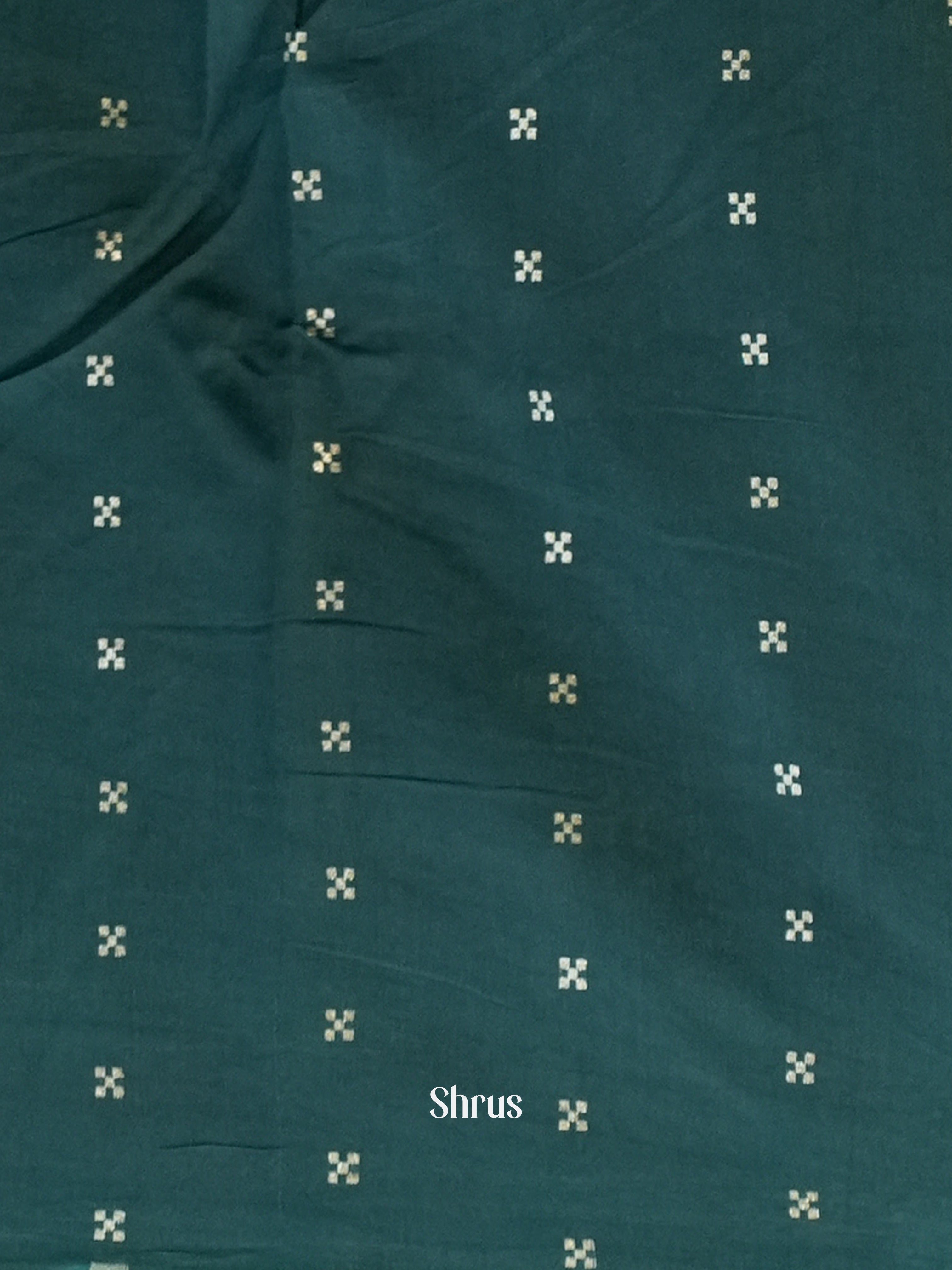 Teal Blue - Semi Crepe Saree - Shop on Shrus.com