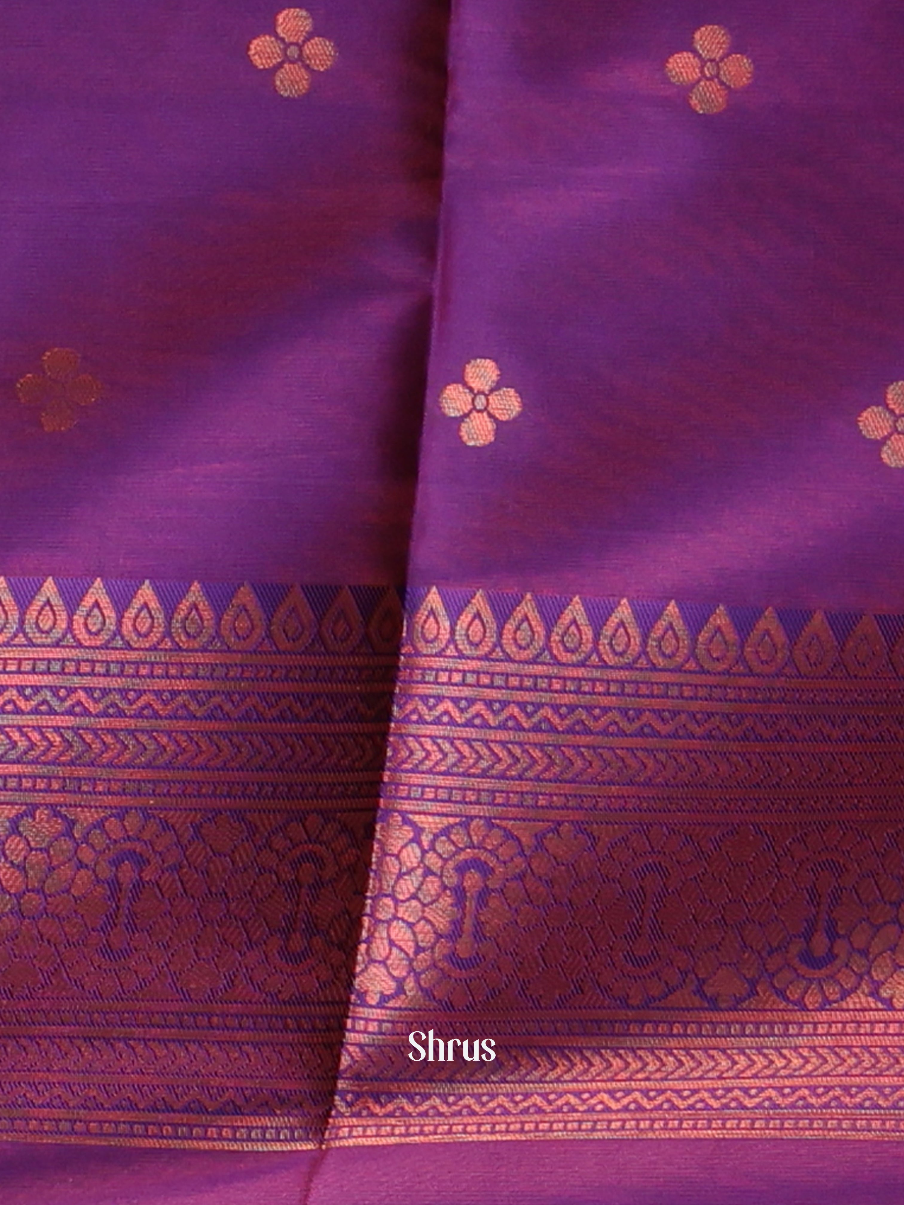 Red & Violet- Semi Softsilk Saree - Shop on Shrus.com