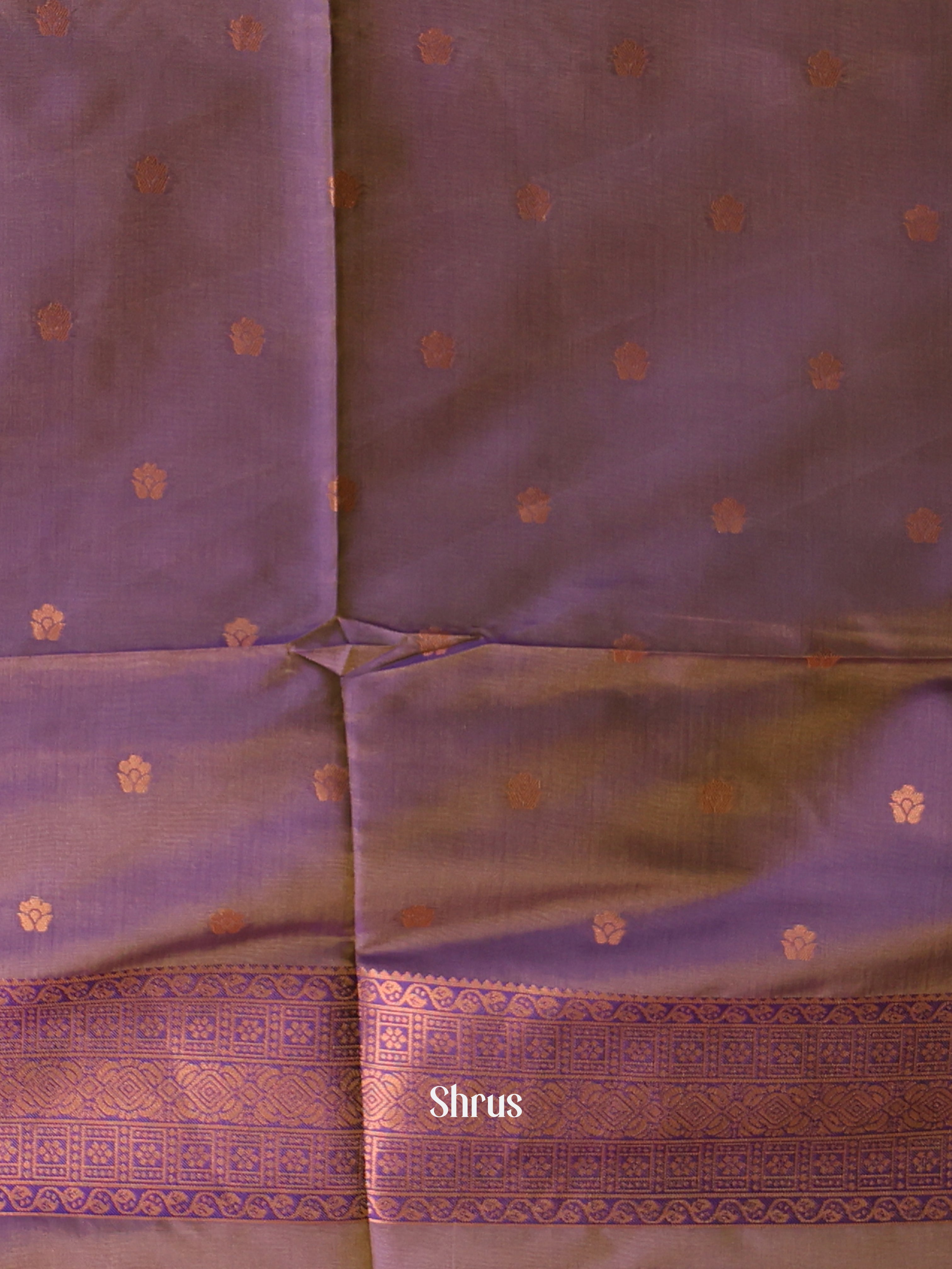 Yellow & Violet - Semi Softsilk Saree - Shop on Shrus.com