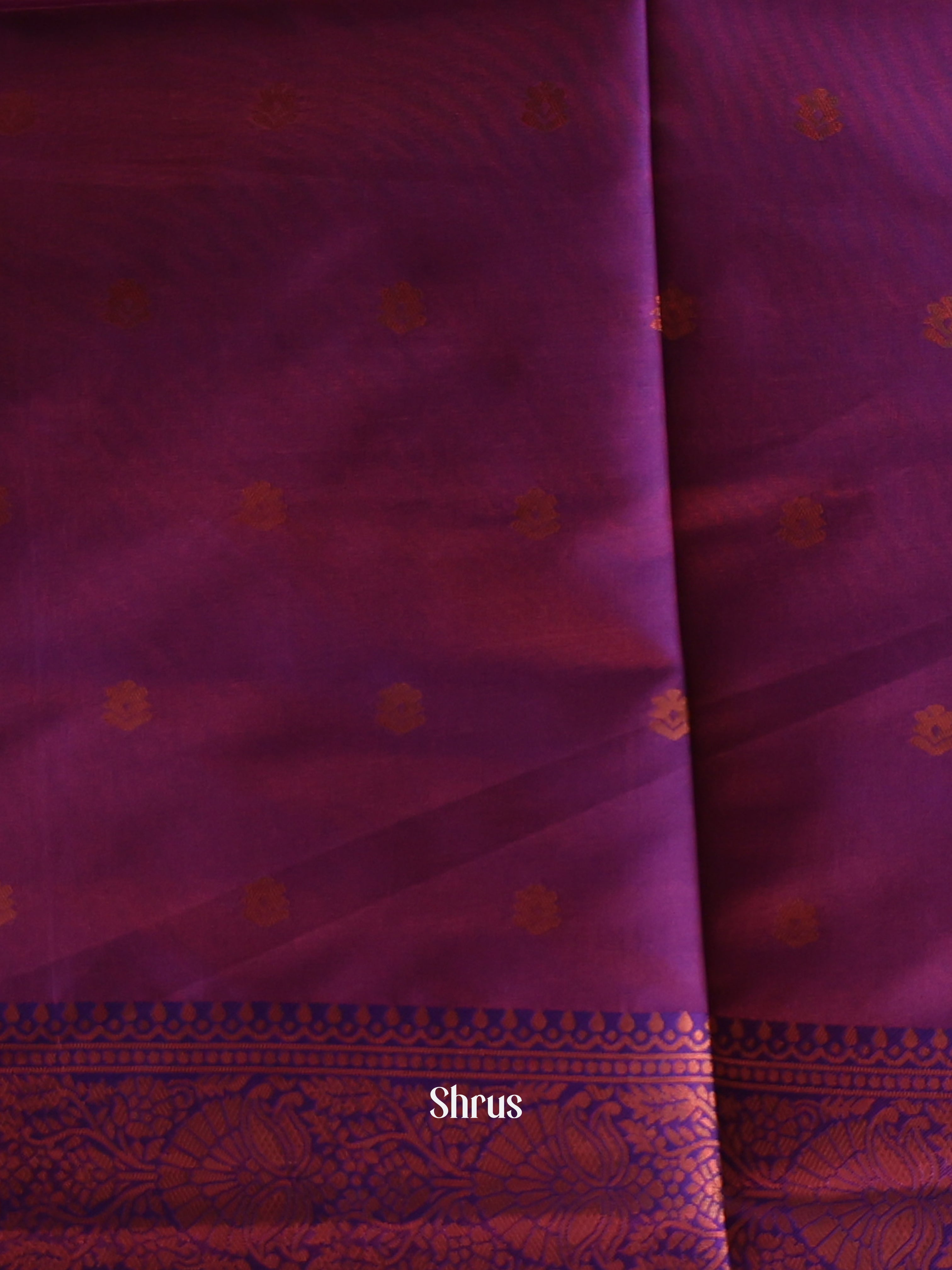 Maroon & Blue - Semi Softsilk Saree - Shop on Shrus.com
