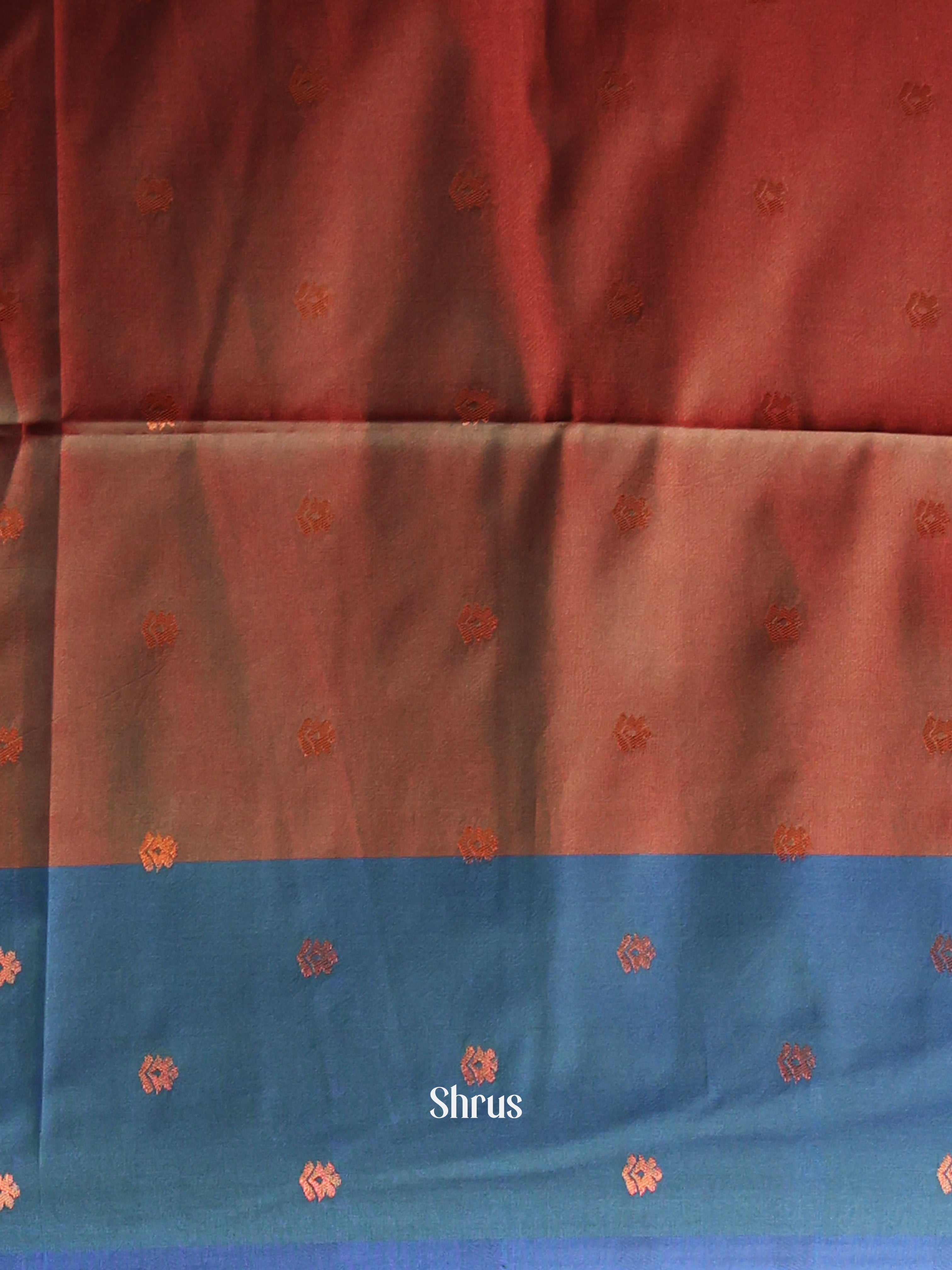 Double Shaded Blue & Brown - Semi Softsilk Saree - Shop on Shrus.com