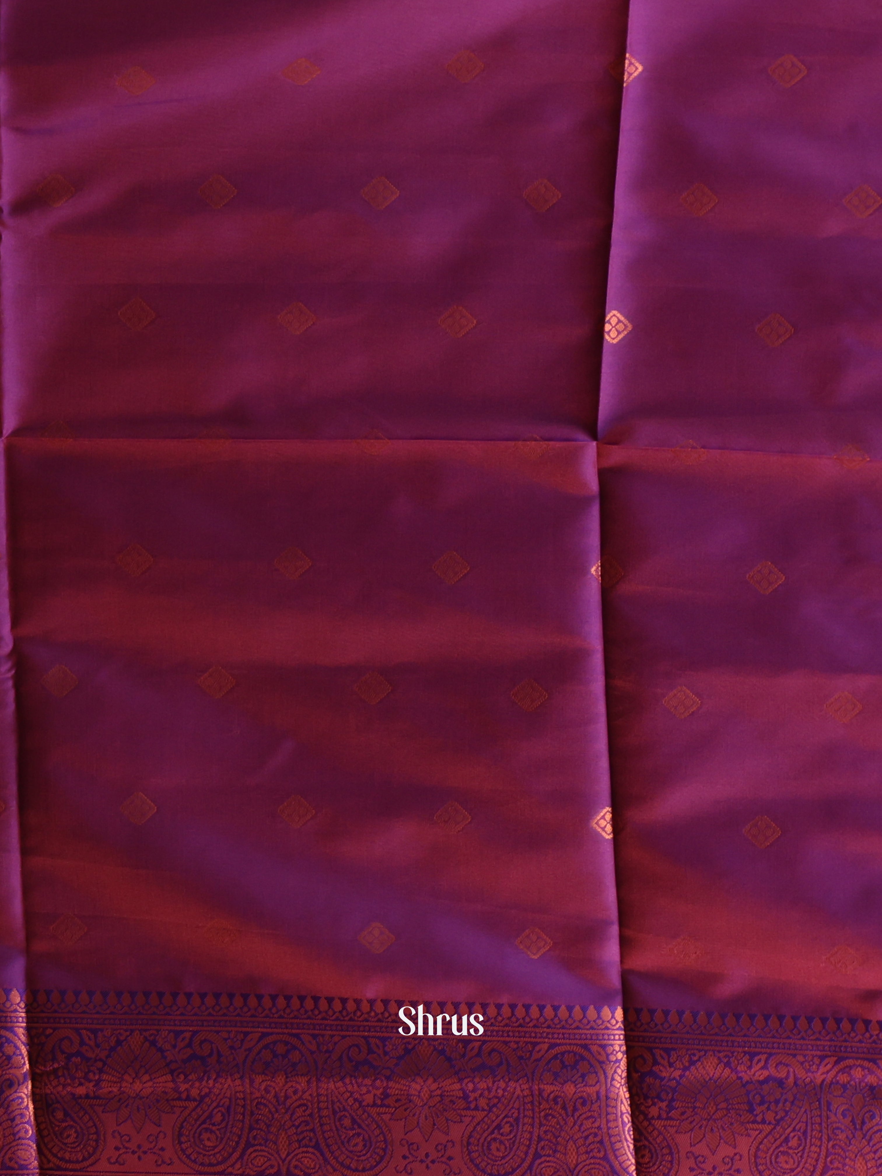 Maroon & Blue- Semi Softsilk Saree - Shop on Shrus.com