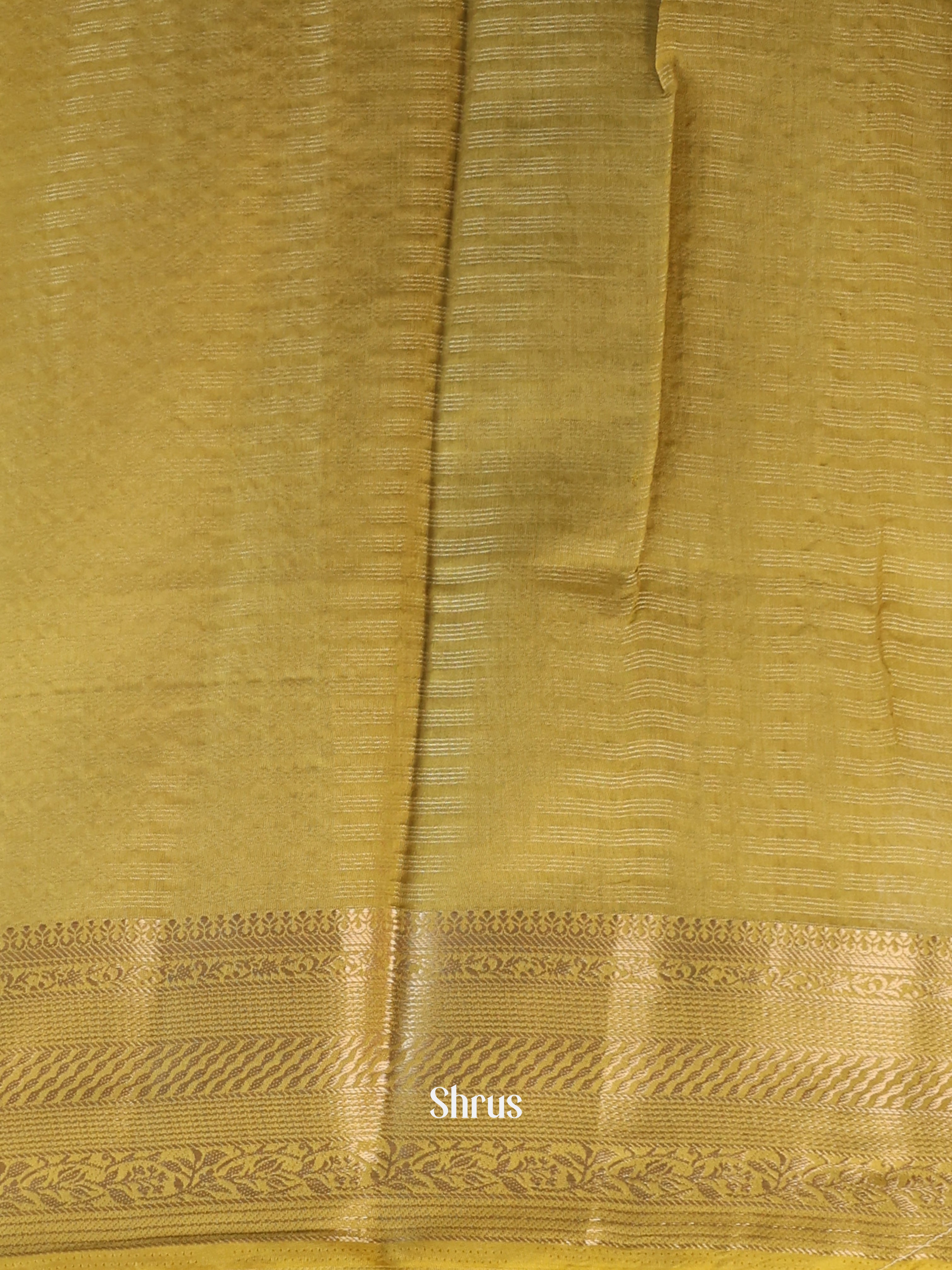 Mustardy Green- Semi Dupion Saree - Shop on Shrus.com