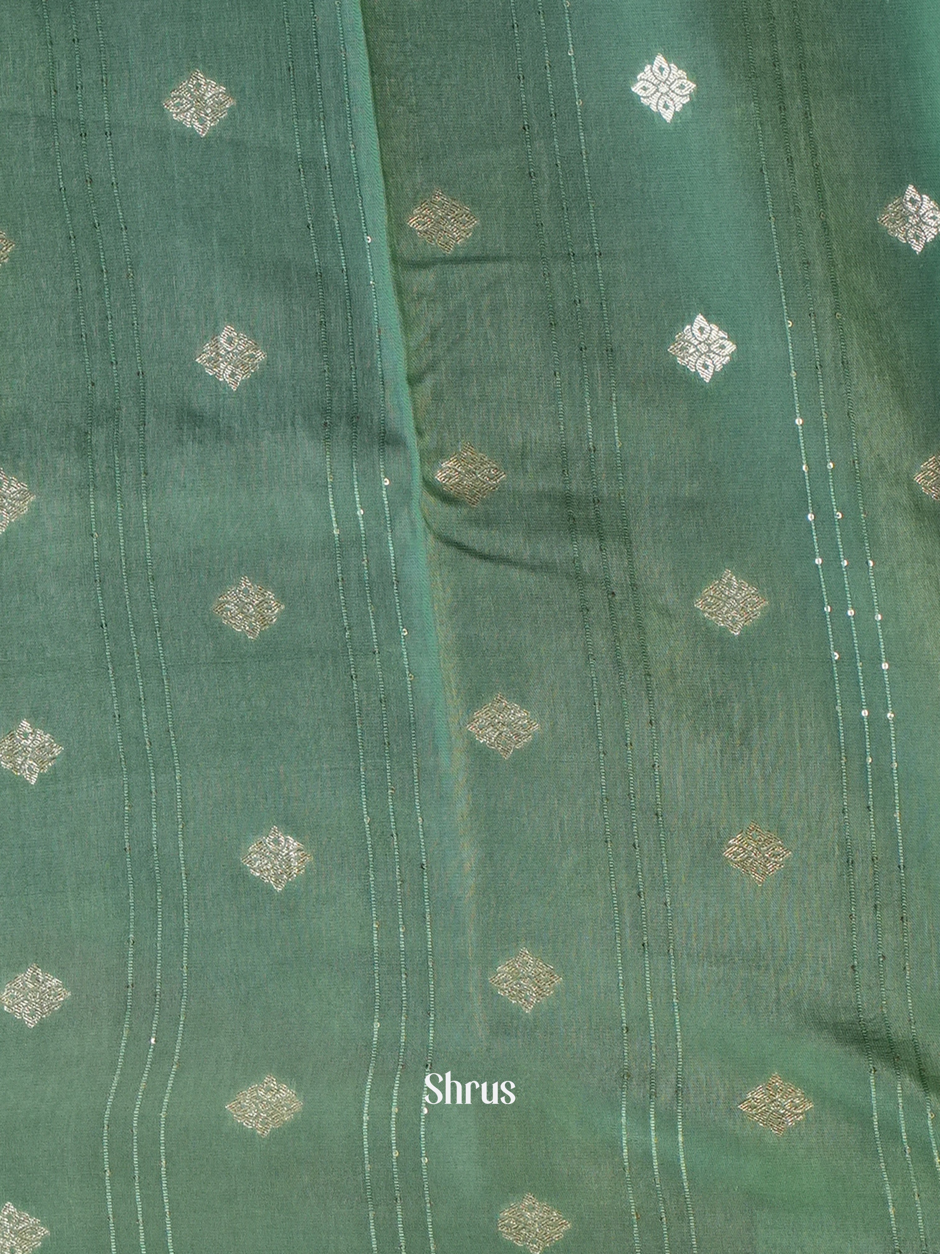 Maroon & green - Semi Georgette saree - Shop on Shrus.com