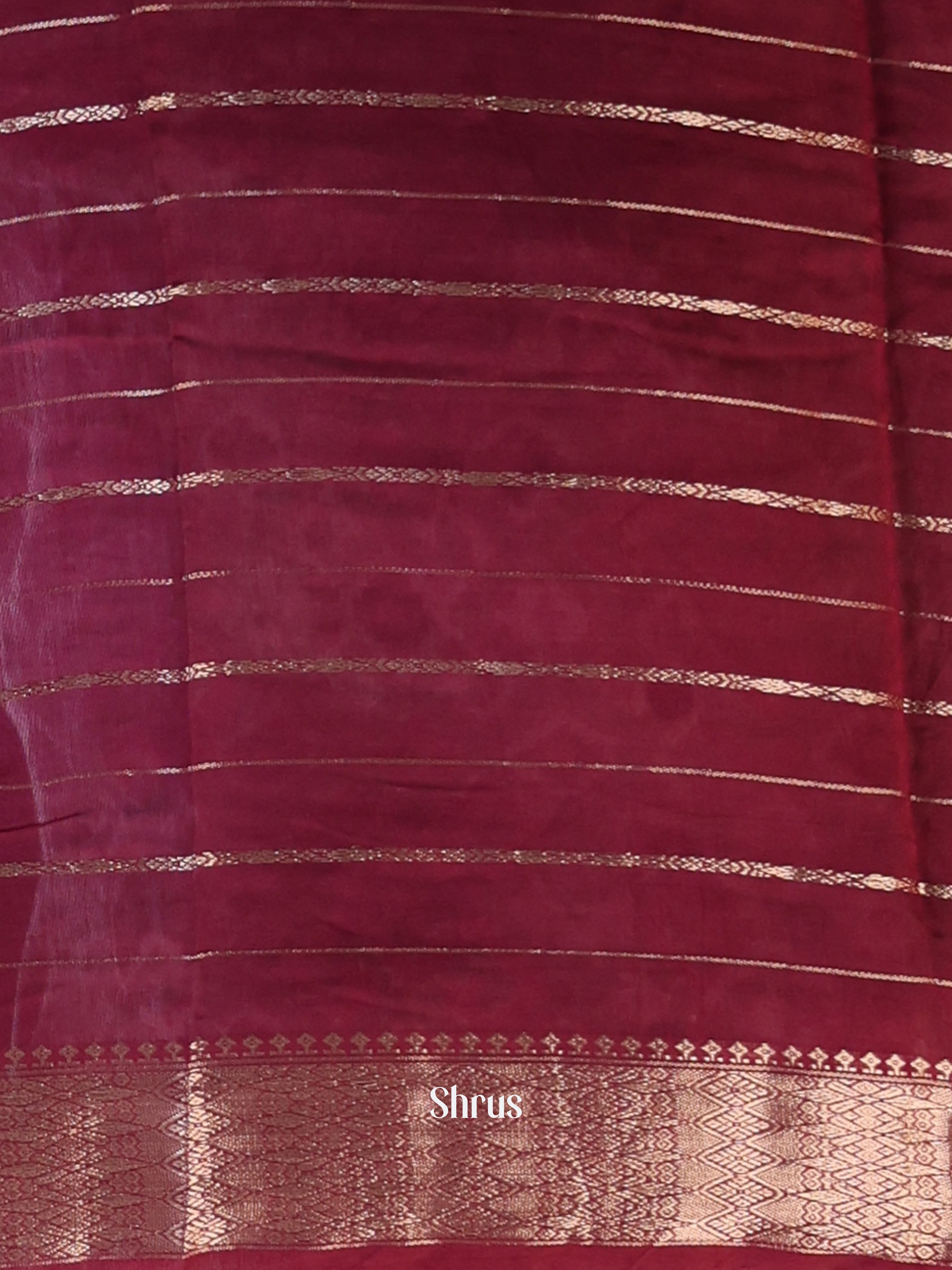 Blue & Maroon- Semi Dupion Saree - Shop on Shrus.com