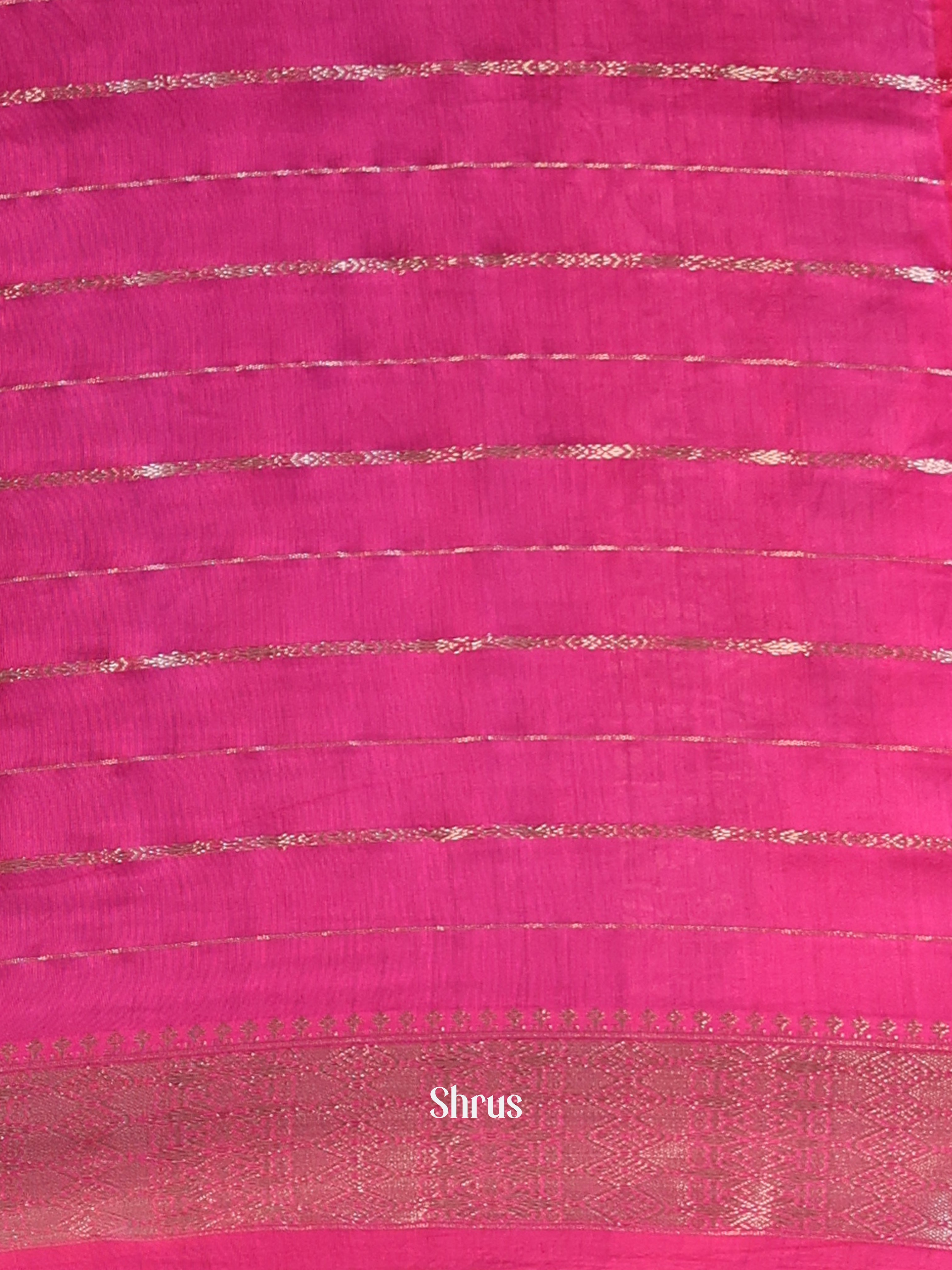 Blue & Pink - Semi Dupion Saree - Shop on Shrus.com
