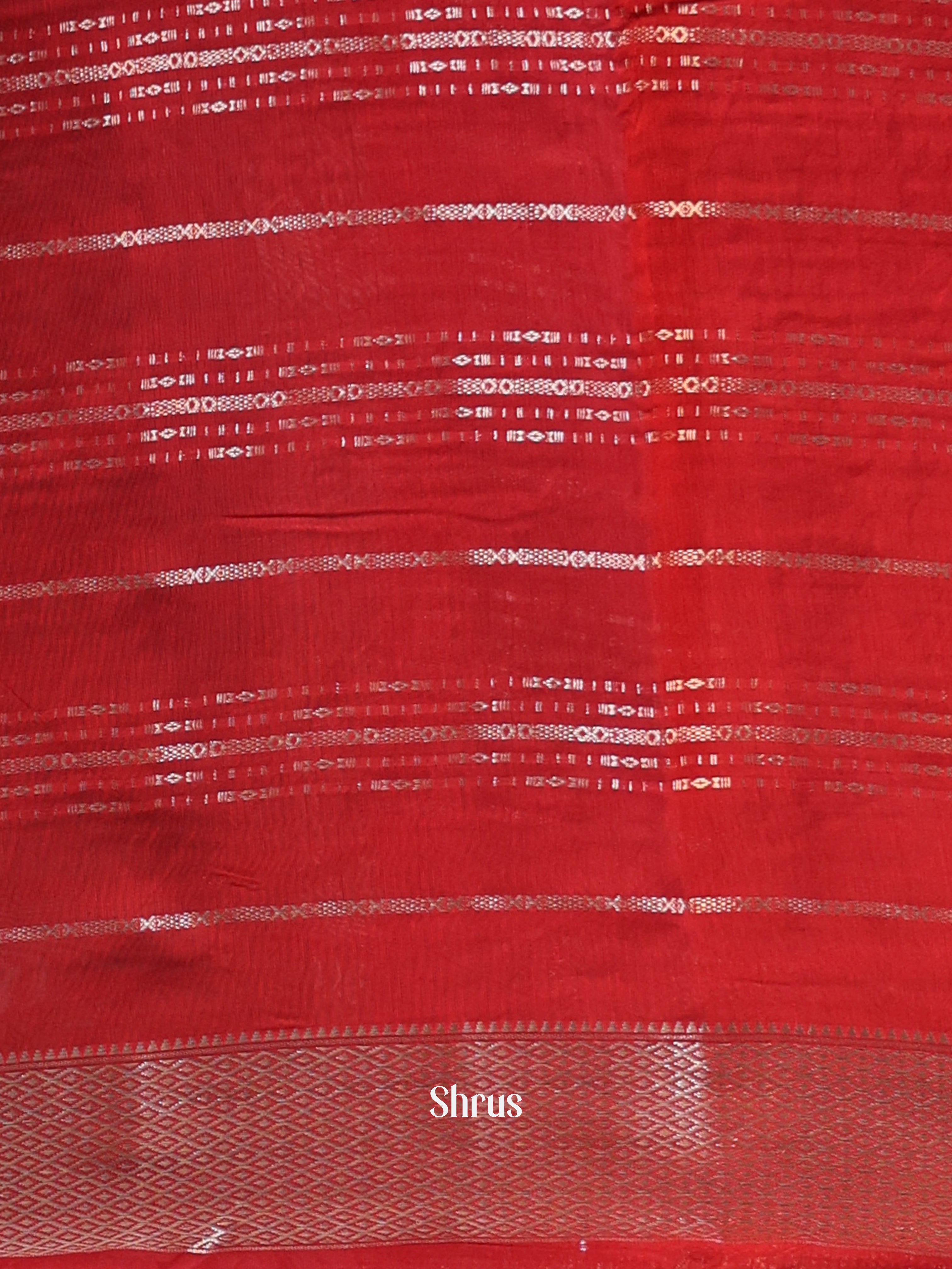 Green & Red - Semi Dupion Saree - Shop on Shrus.com