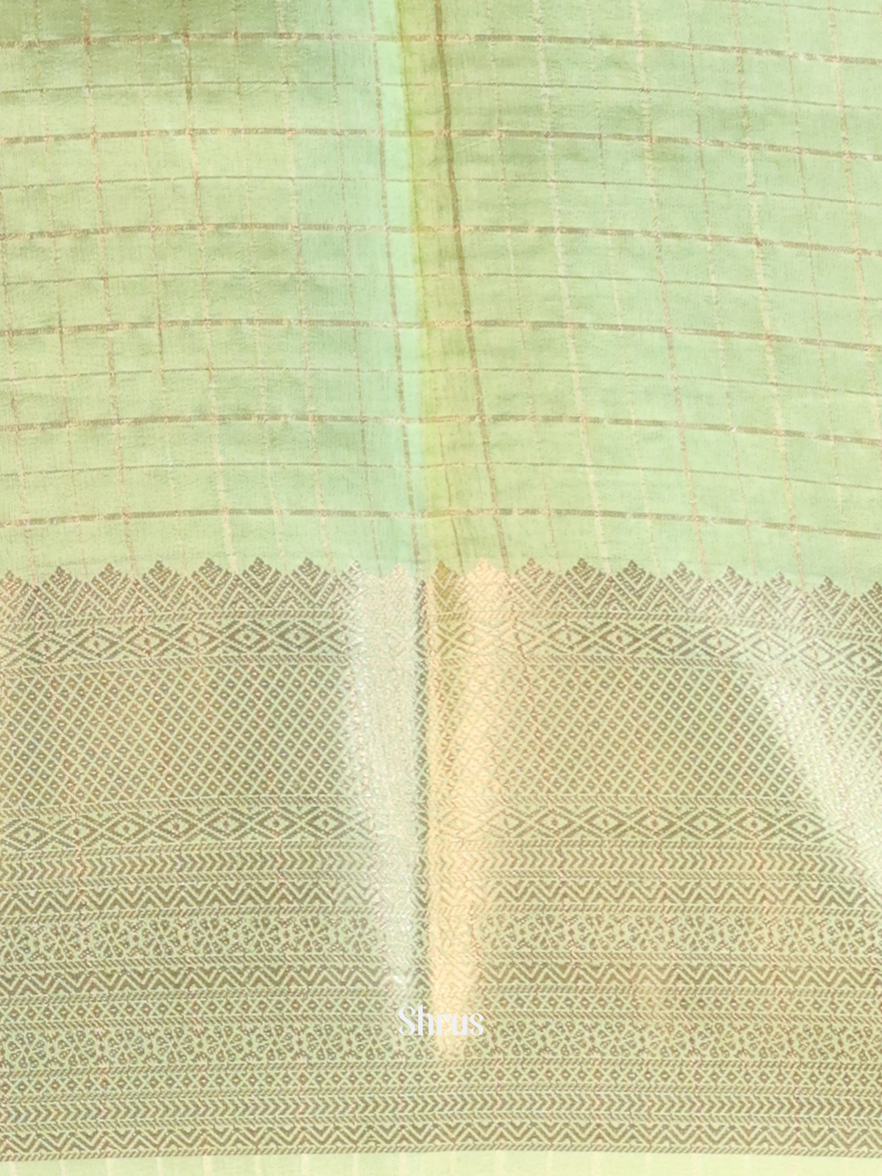 Peach & Green- Semi Dupion Saree - Shop on Shrus.com