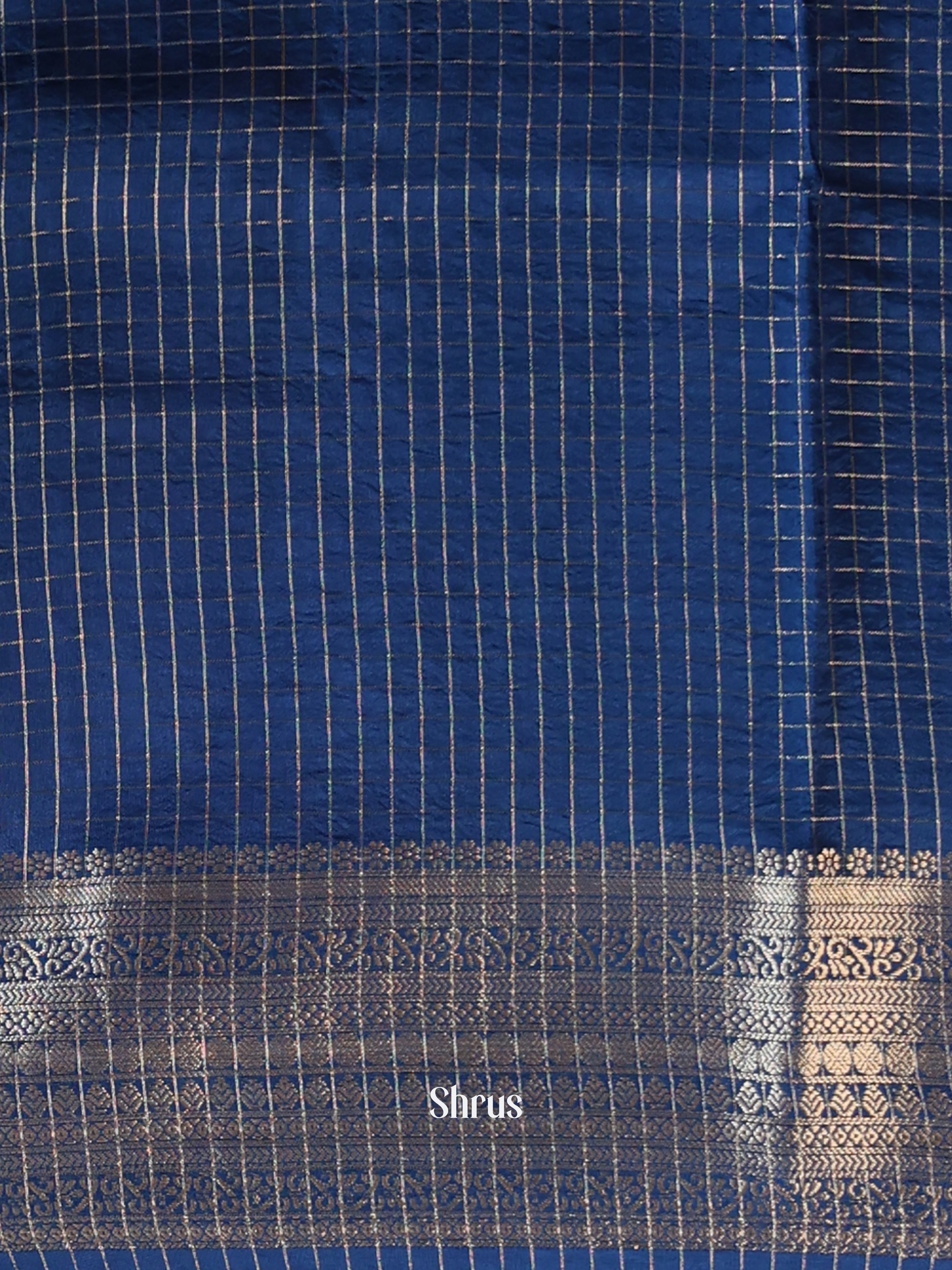 Maroon & Blue - Semi Dupion Saree - Shop on Shrus.com