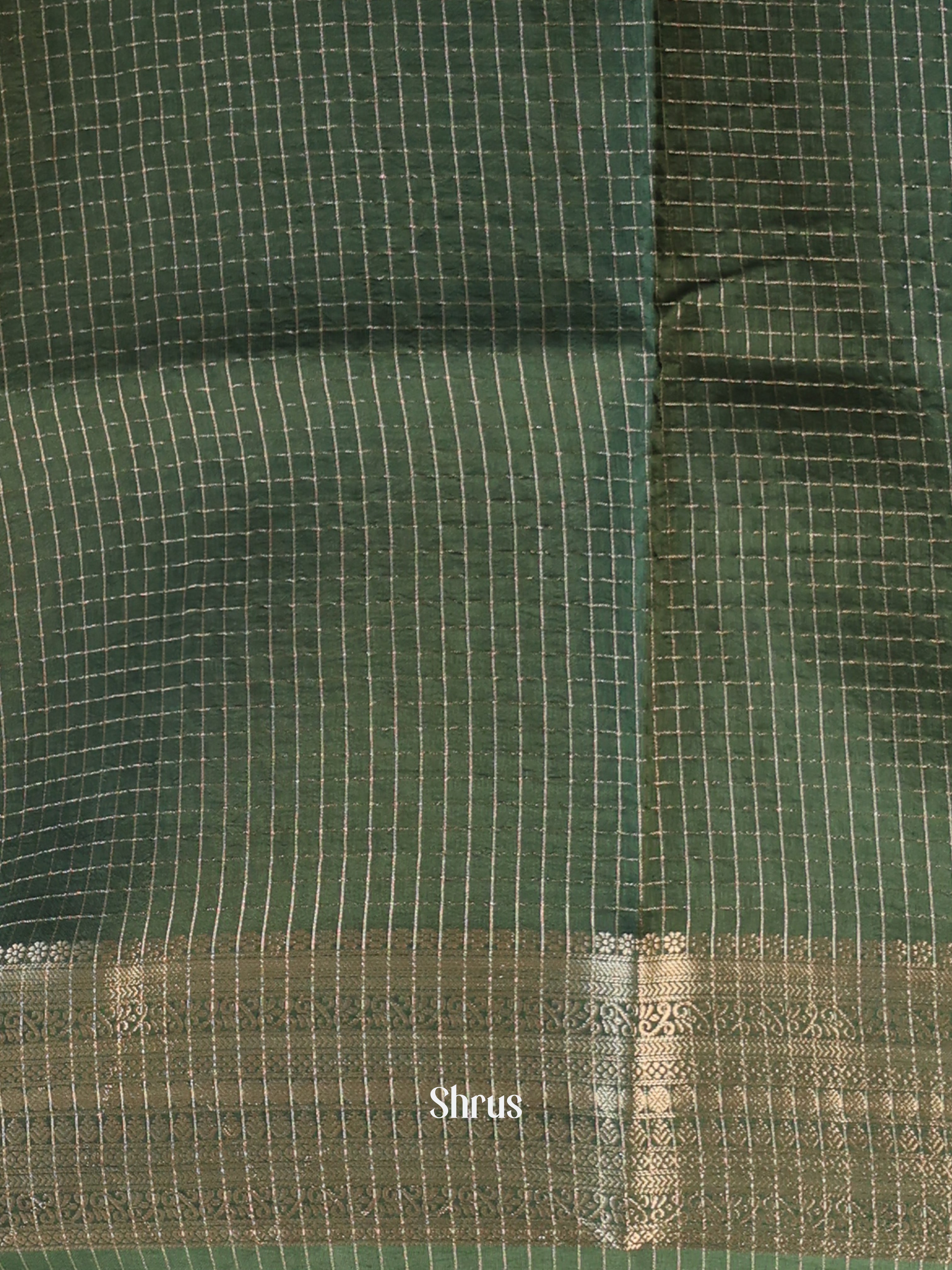 Mehandi & Green - Semi Dupion Saree - Shop on Shrus.com