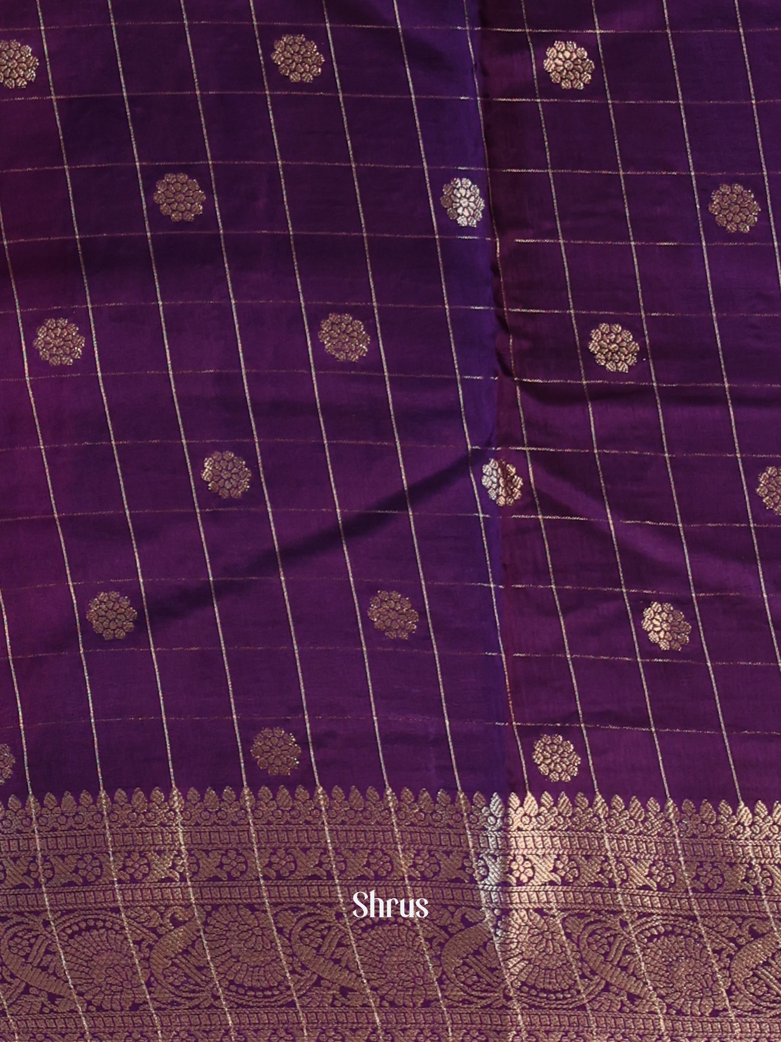 Reddish Pink & Violet- Semi Dupion Saree - Shop on Shrus.com