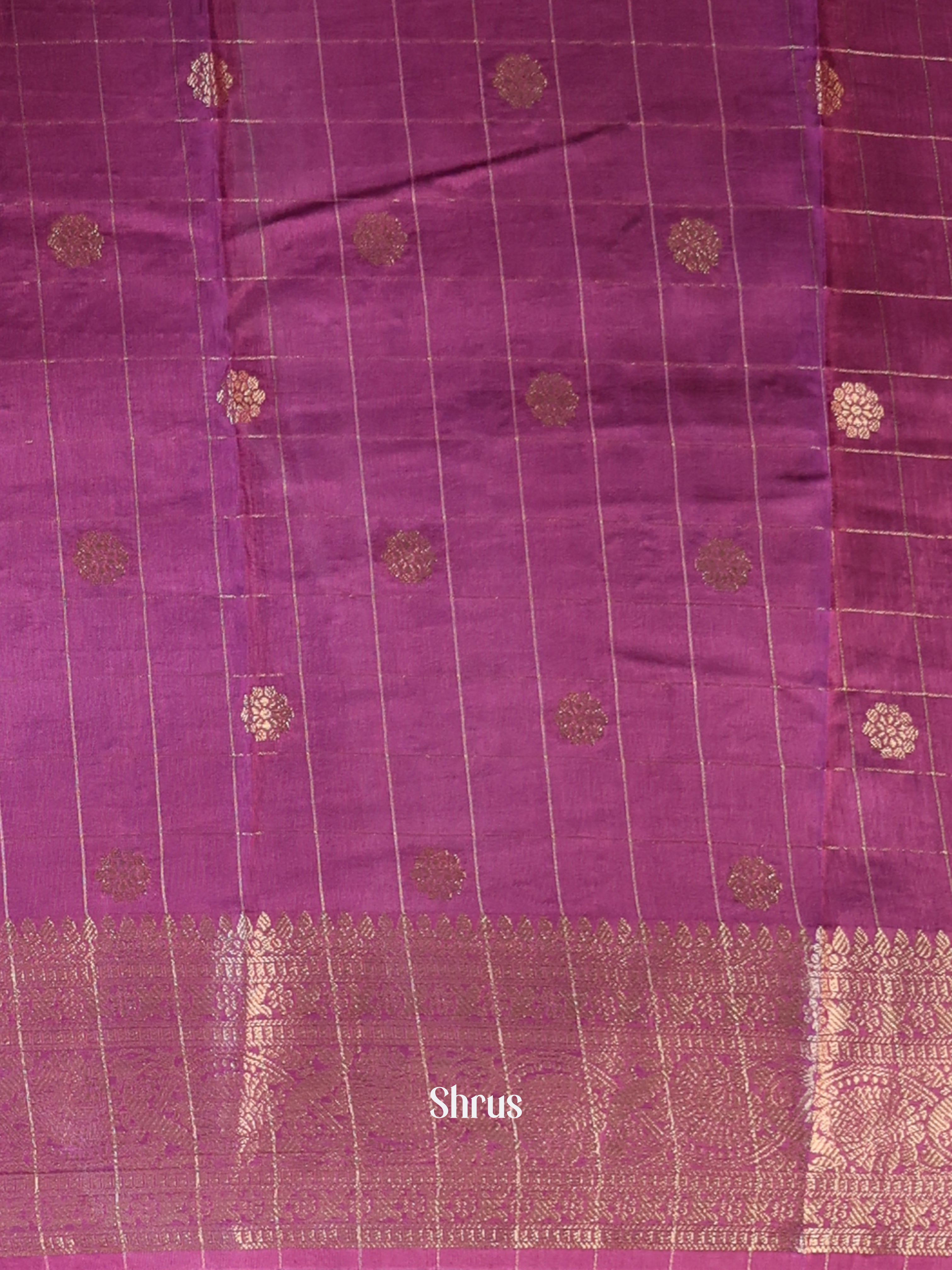 Green & Purple - Semi Dupion Saree - Shop on Shrus.com