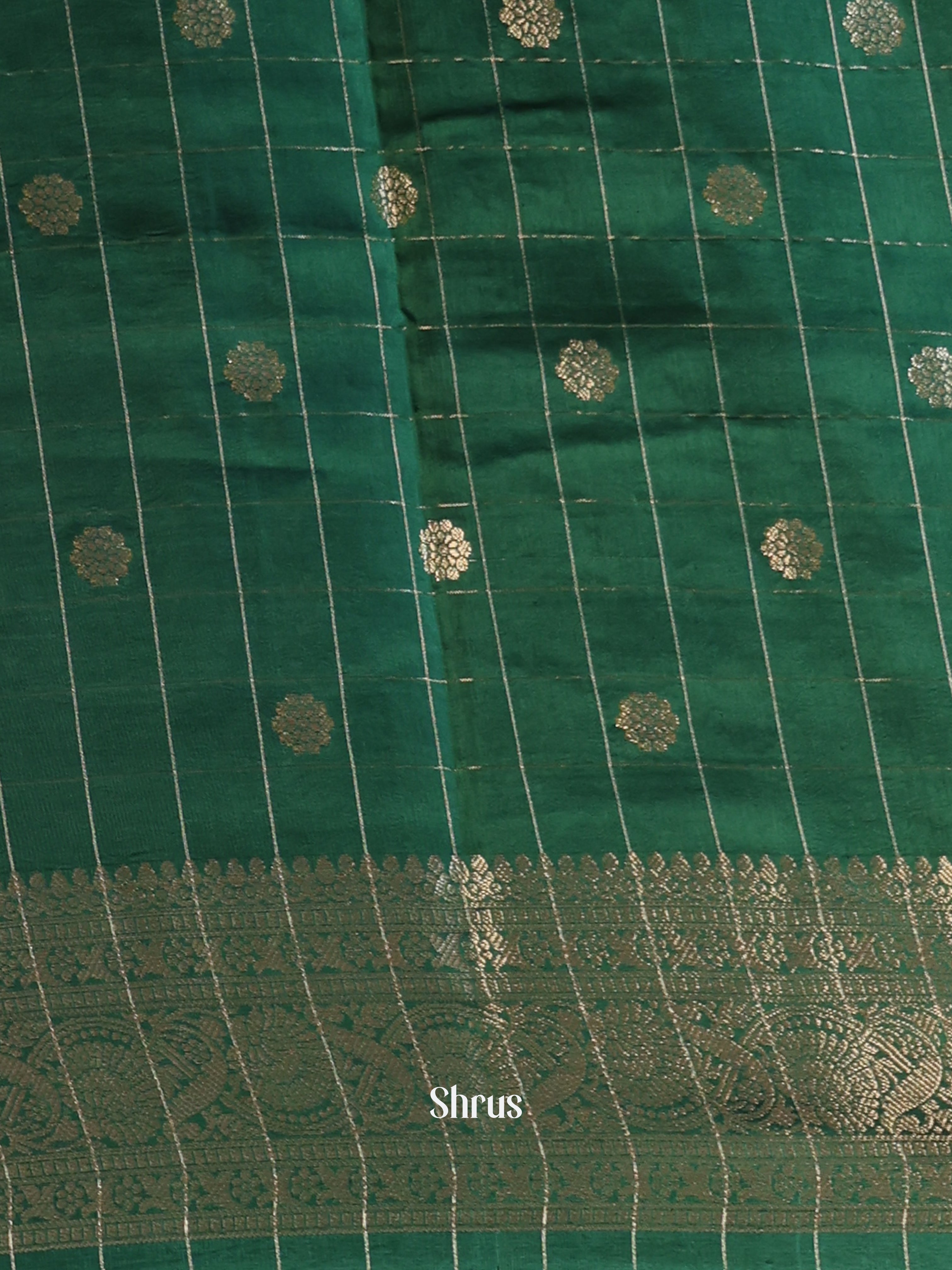 Wine & Green - Semi Dupion Saree - Shop on Shrus.com