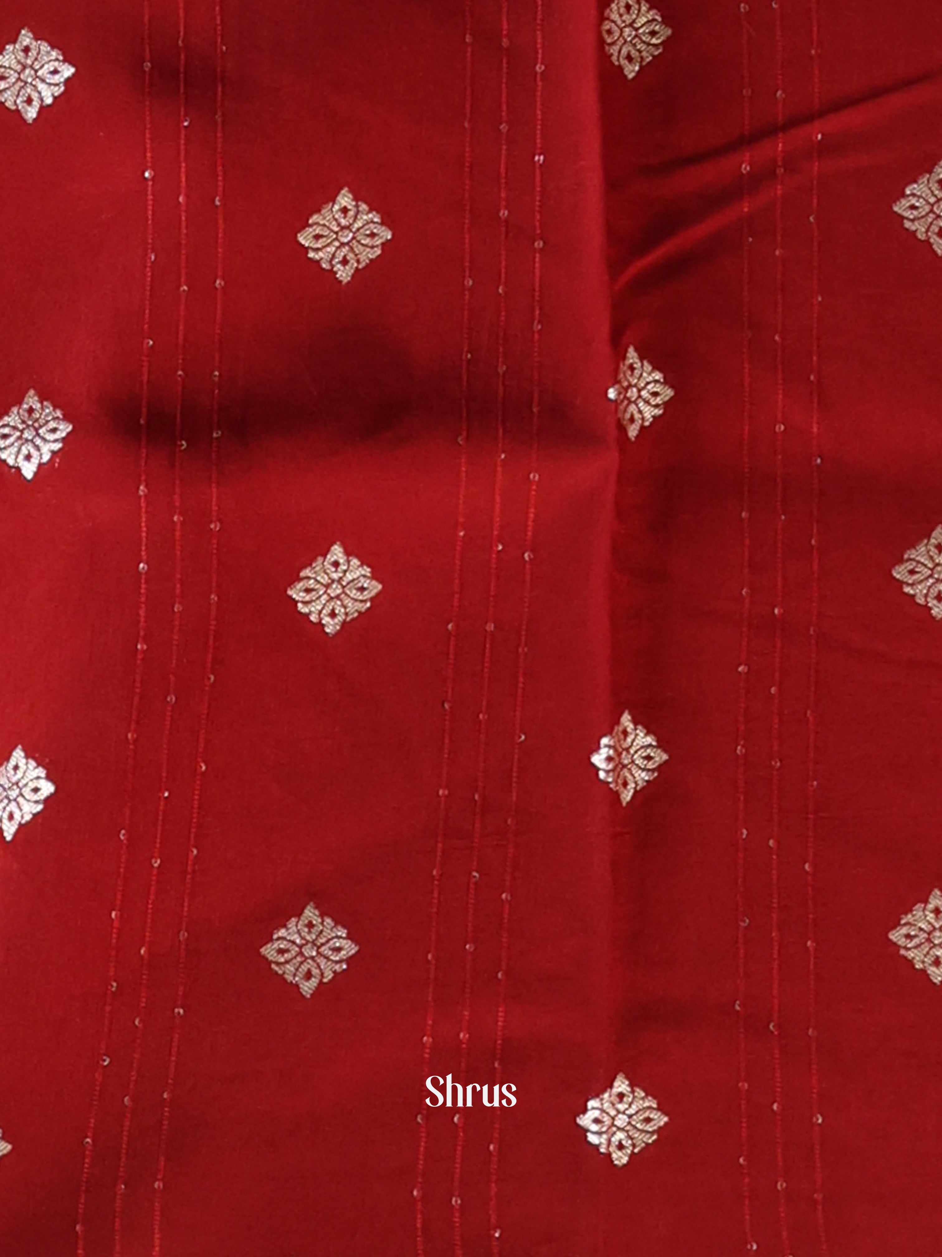 Blue & Red - Semi Organza Saree - Shop on Shrus.com