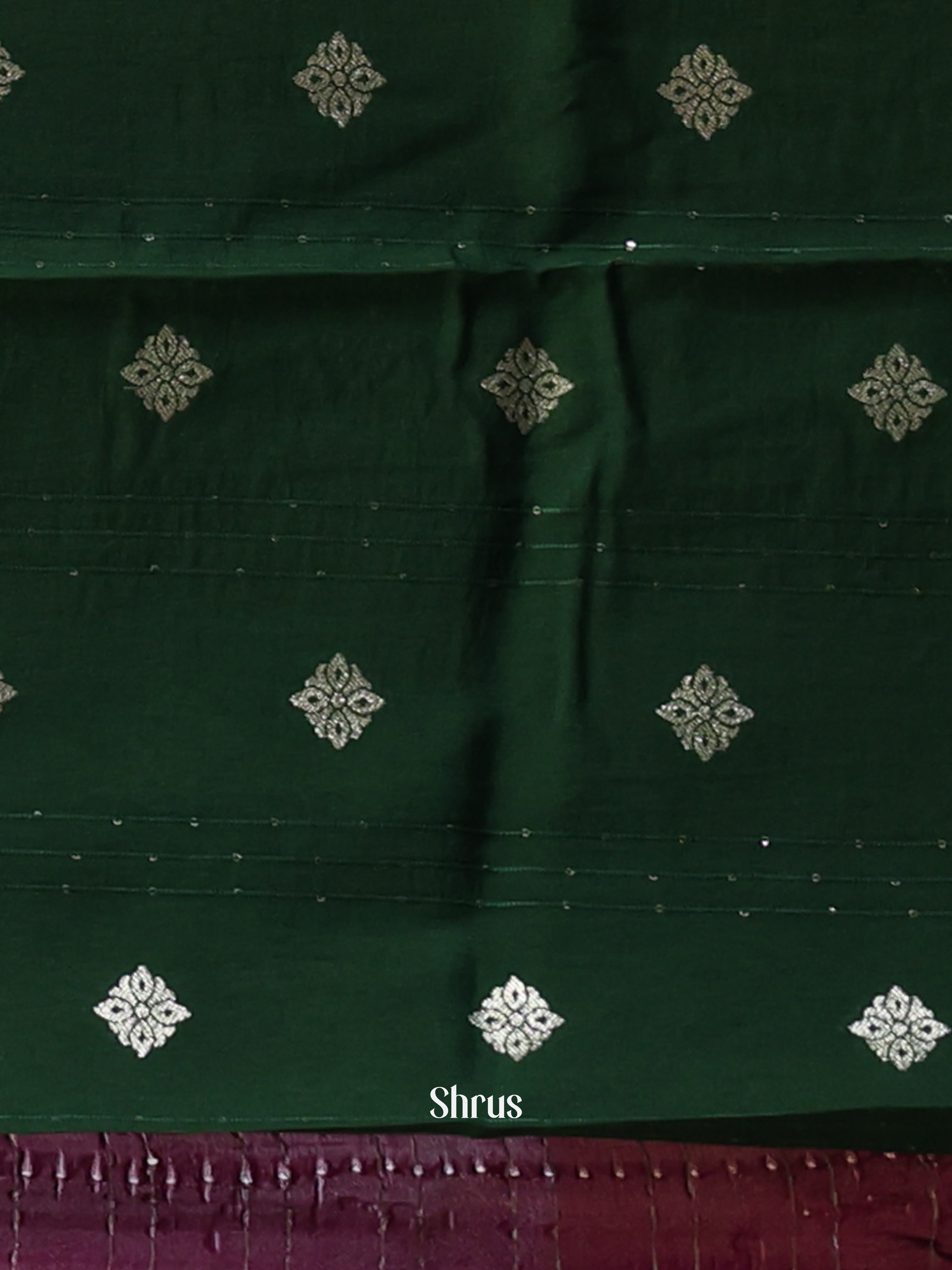 Maroon & Green - Semi Organza Saree - Shop on Shrus.com