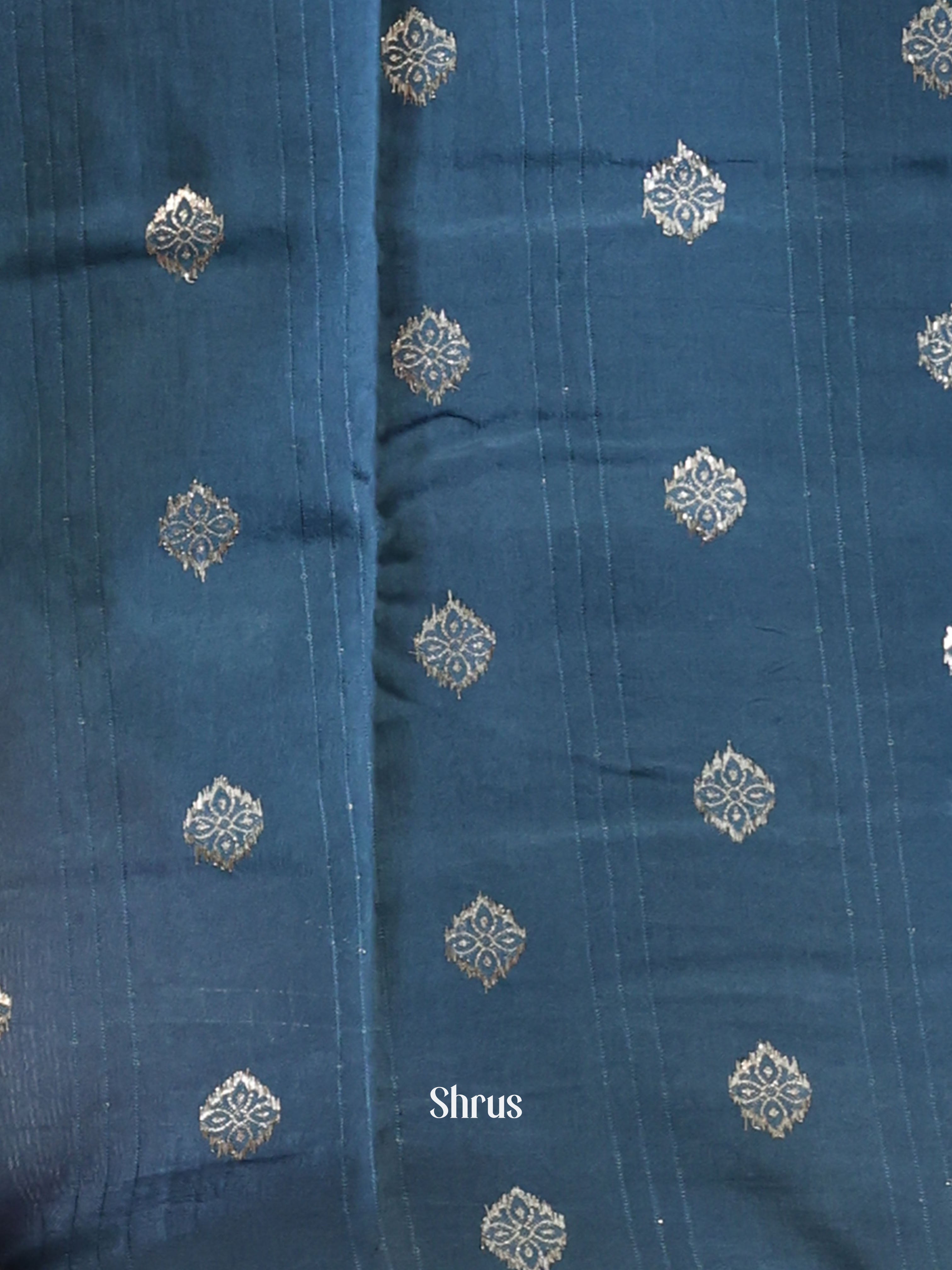 Wine & Blue - Semi Organza Saree - Shop on Shrus.com