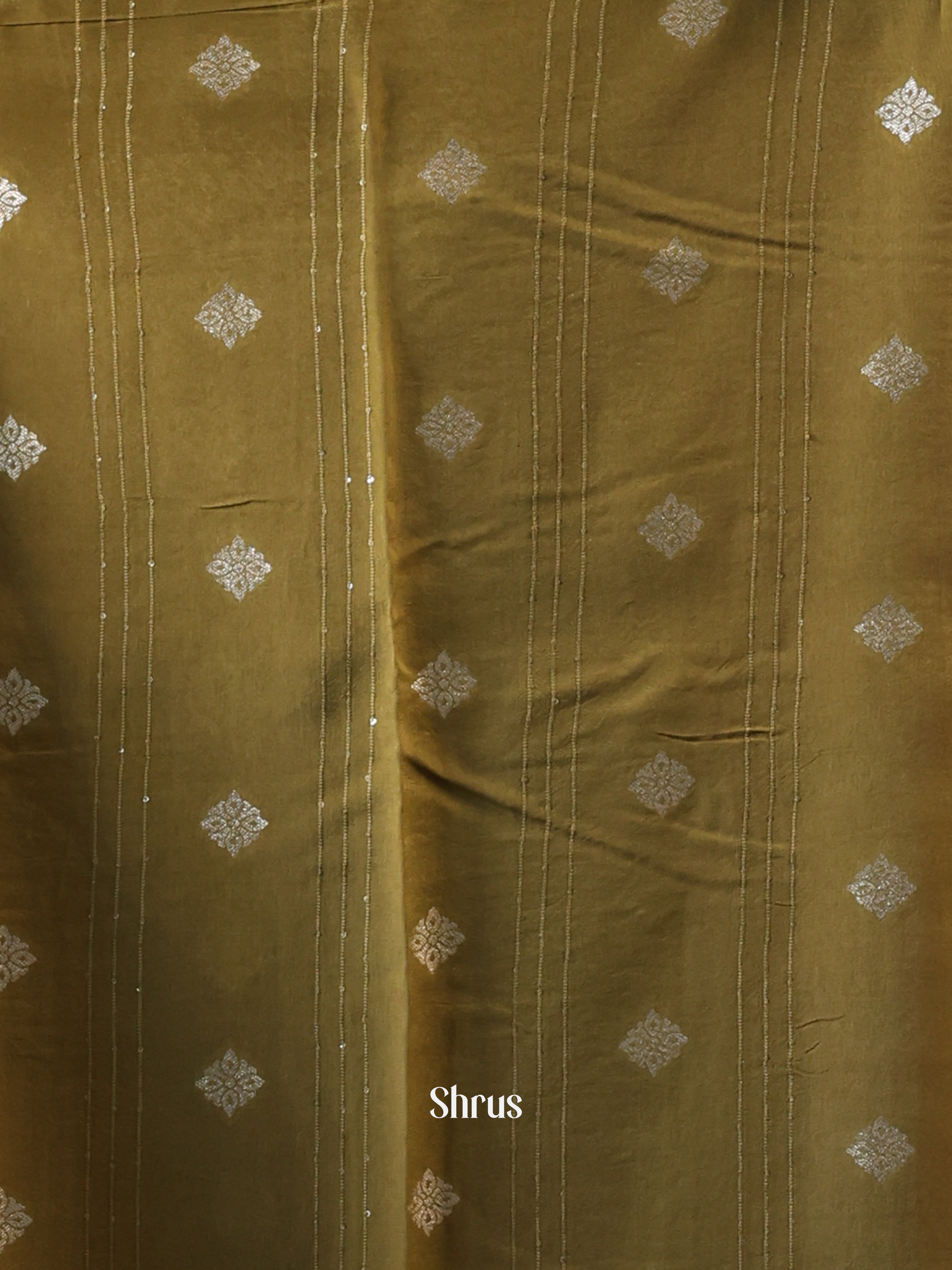 Brick & Green- Semi Organza Saree - Shop on Shrus.com