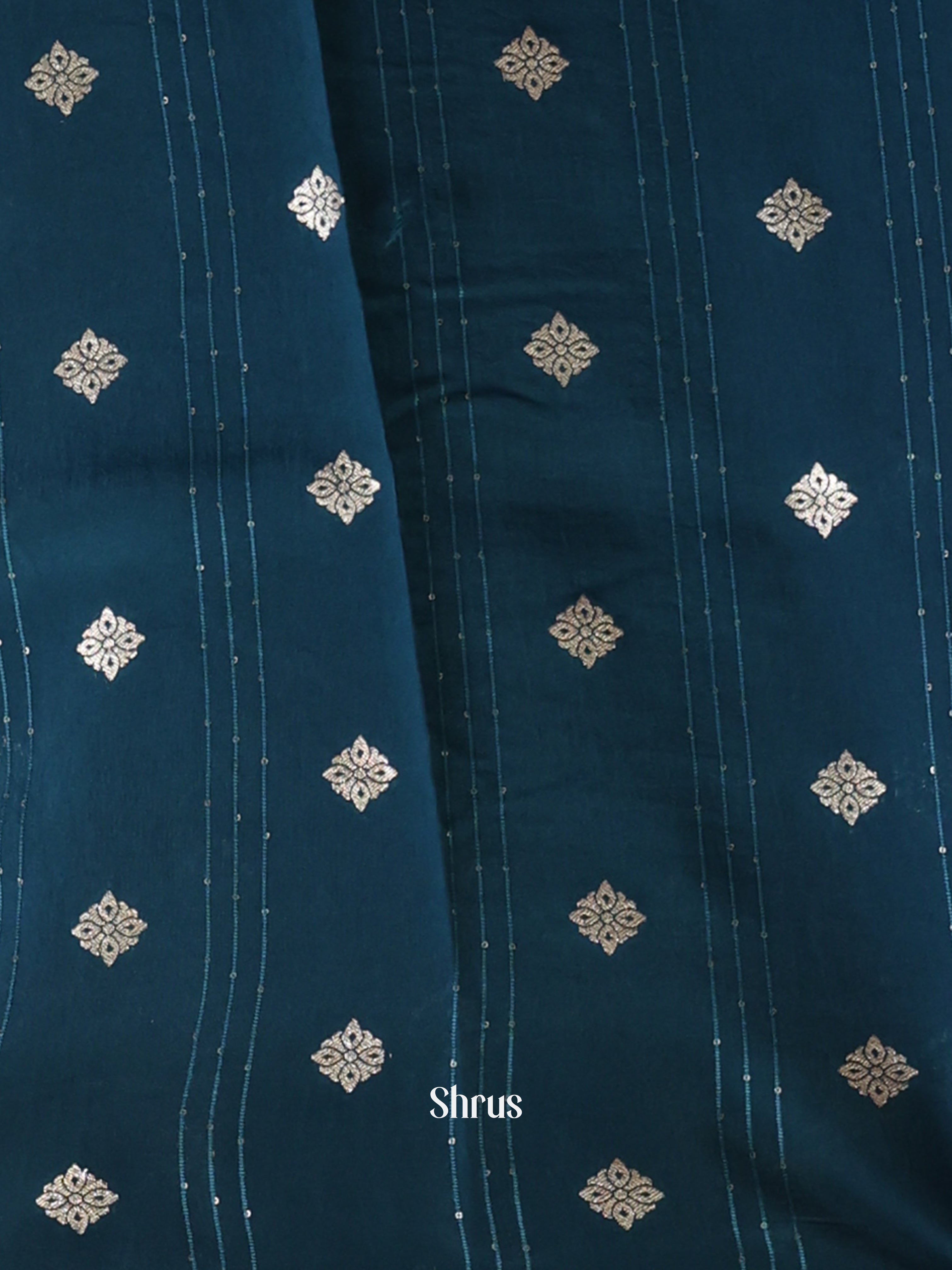 Red & Blue - Semi Organza Saree - Shop on Shrus.com