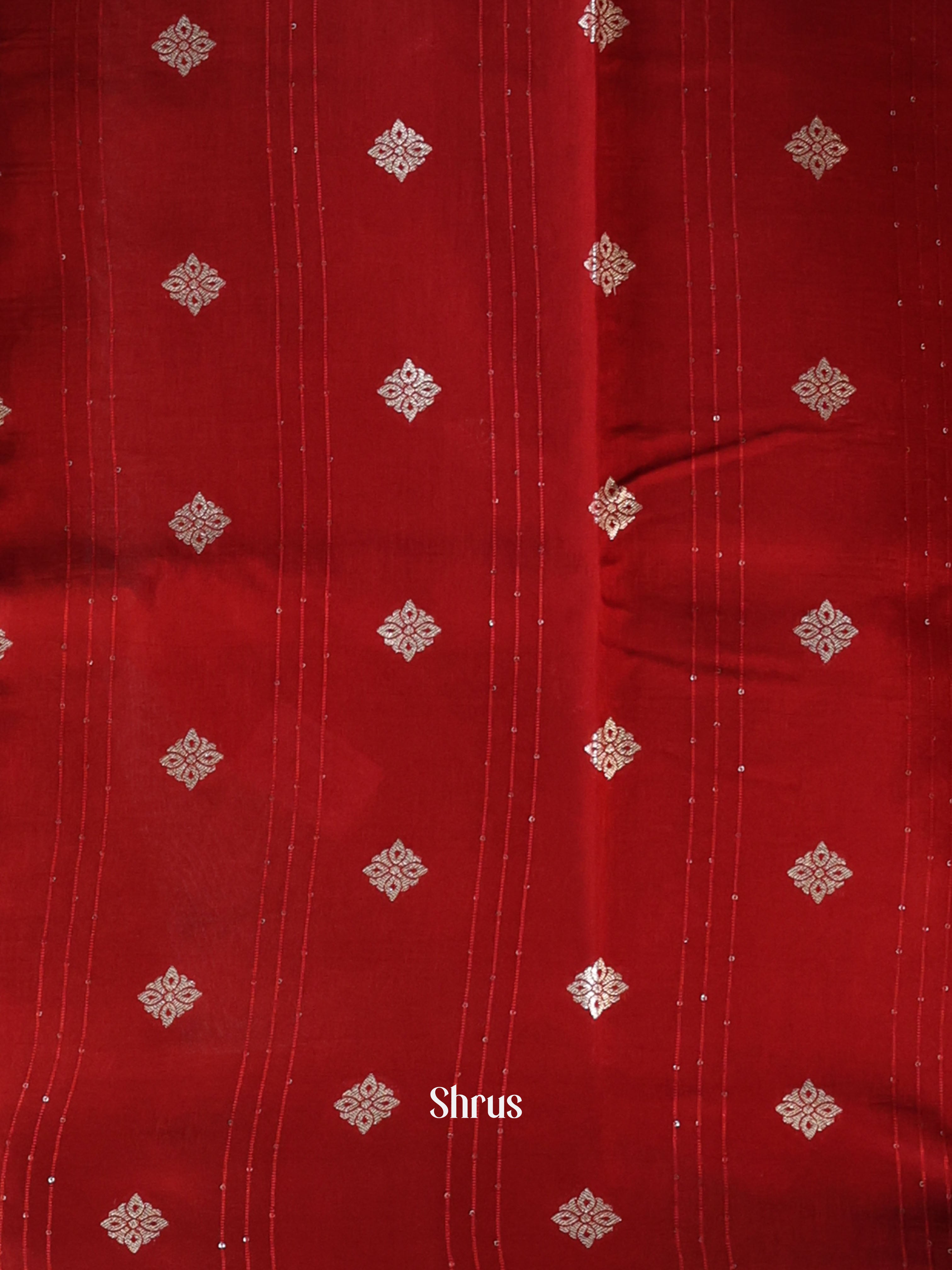 Green & Red - Semi Organza Saree - Shop on Shrus.com