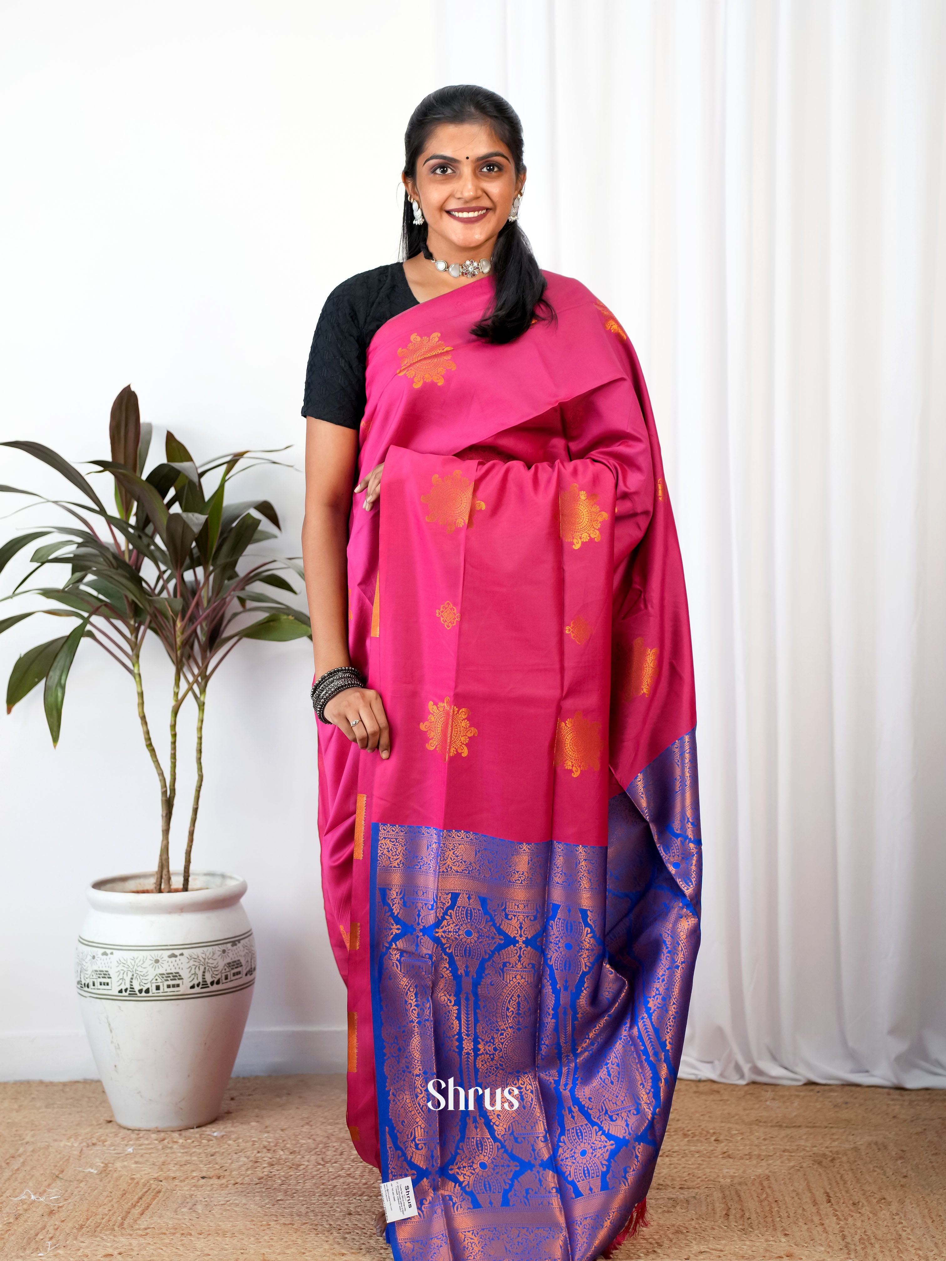 Pink & Blue- Semi Softsilk - Shop on Shrus.com