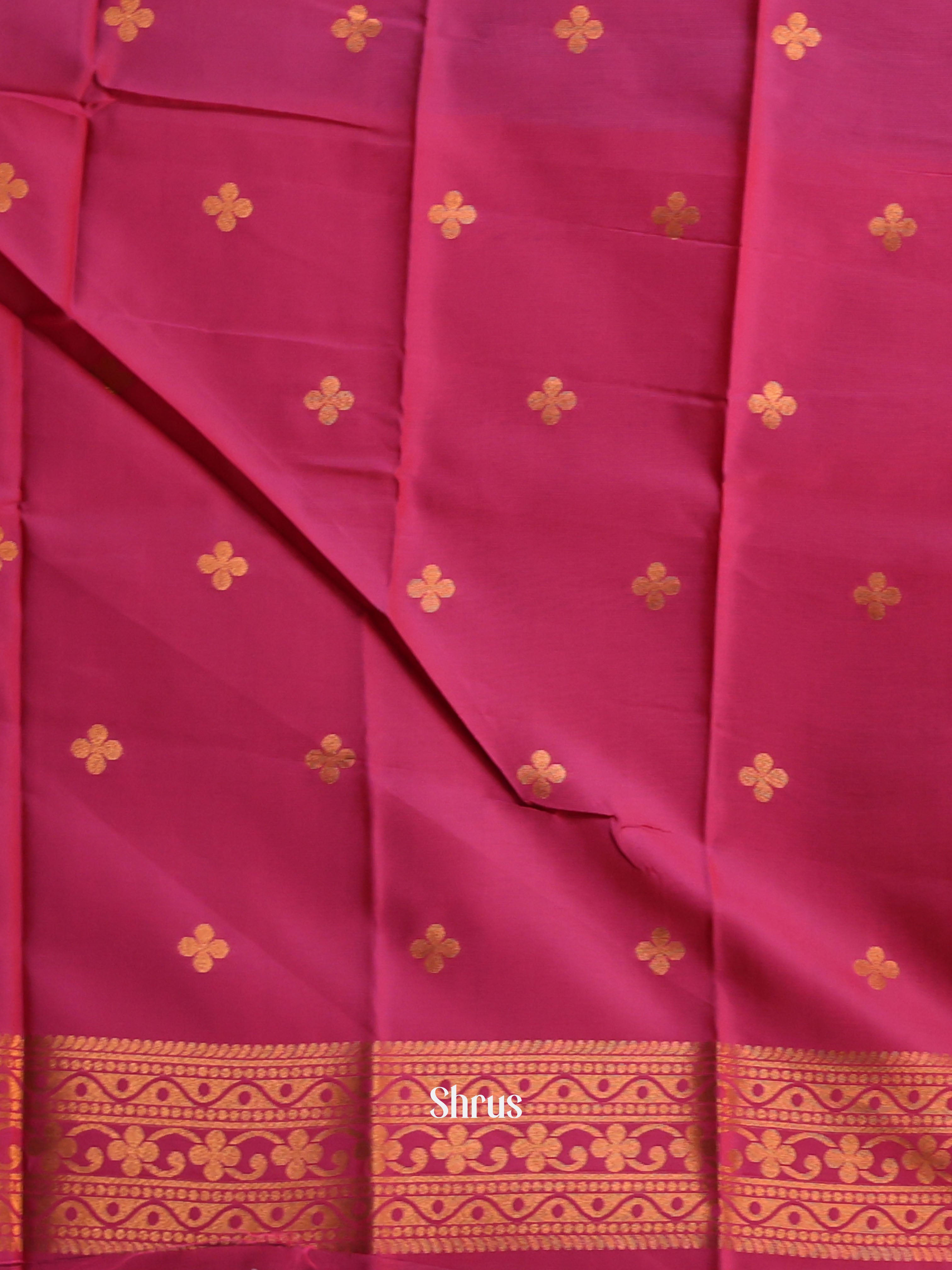 Blue & Maroon - Semi Softsilk Saree - Shop on Shrus.com