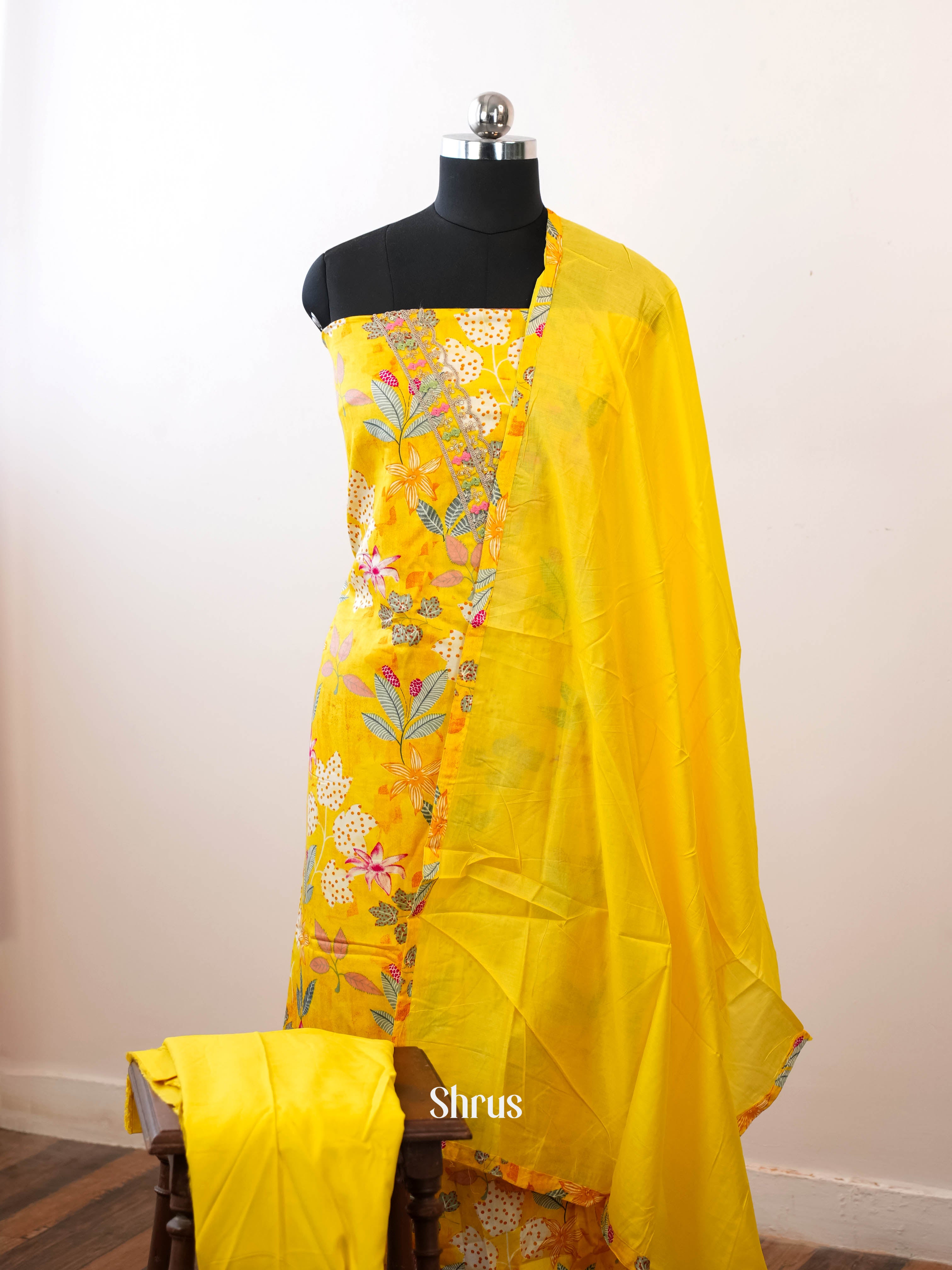 Yellow - Cotton salwar - Shop on Shrus.com