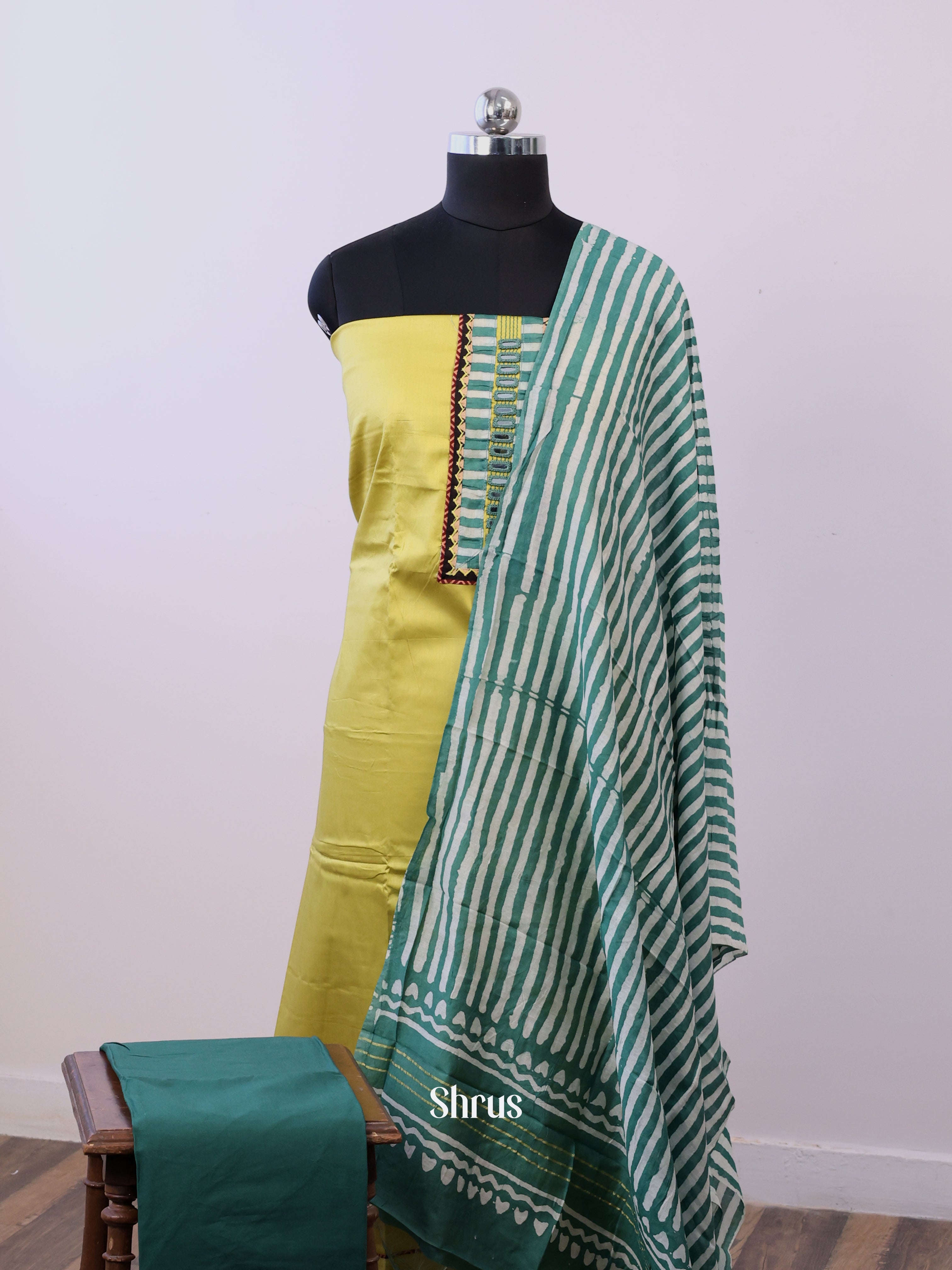 mustardy Green & Green - Cotton salwar - Shop on Shrus.com