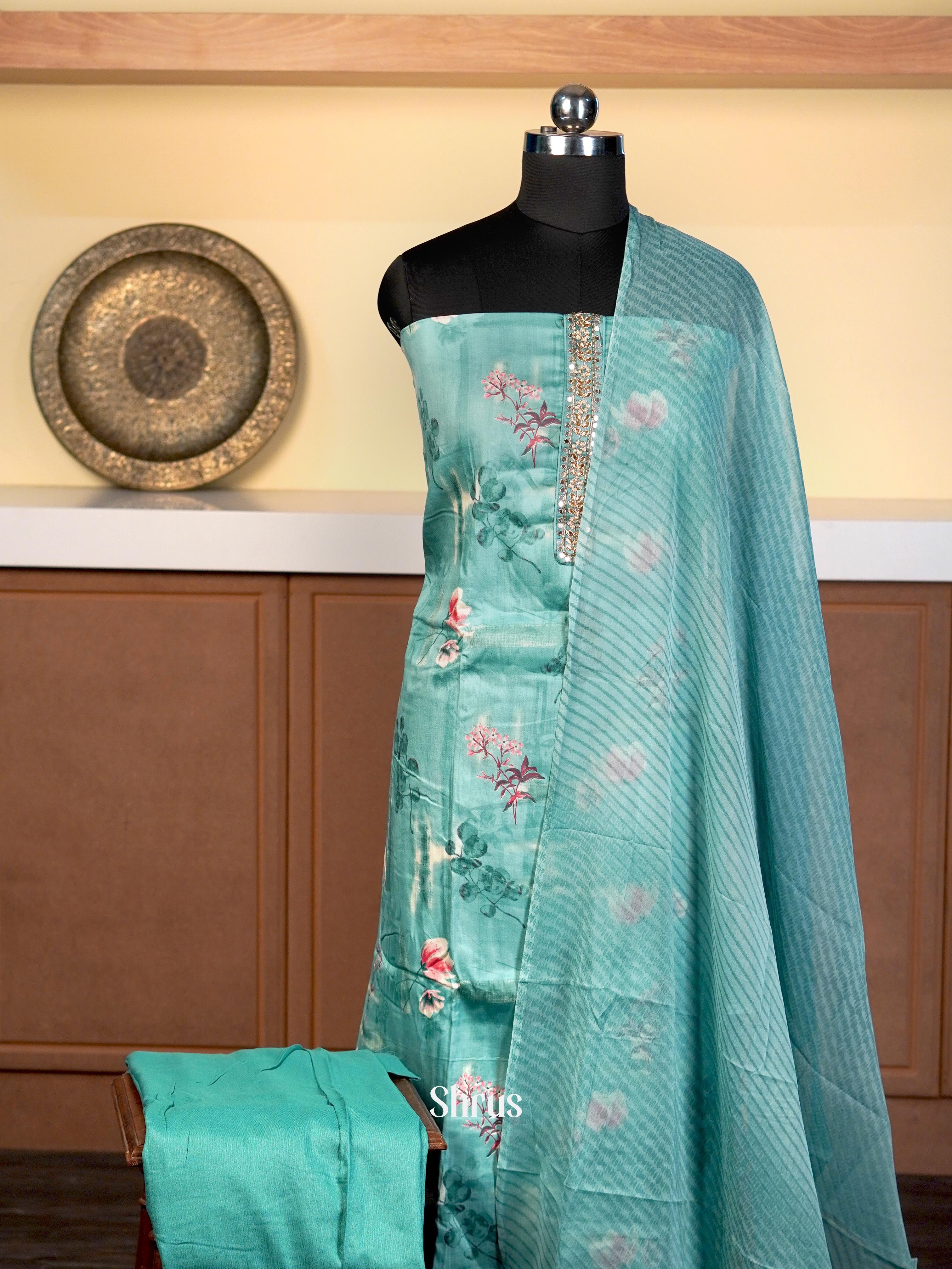 Teal - Cotton salwar - Shop on Shrus.com