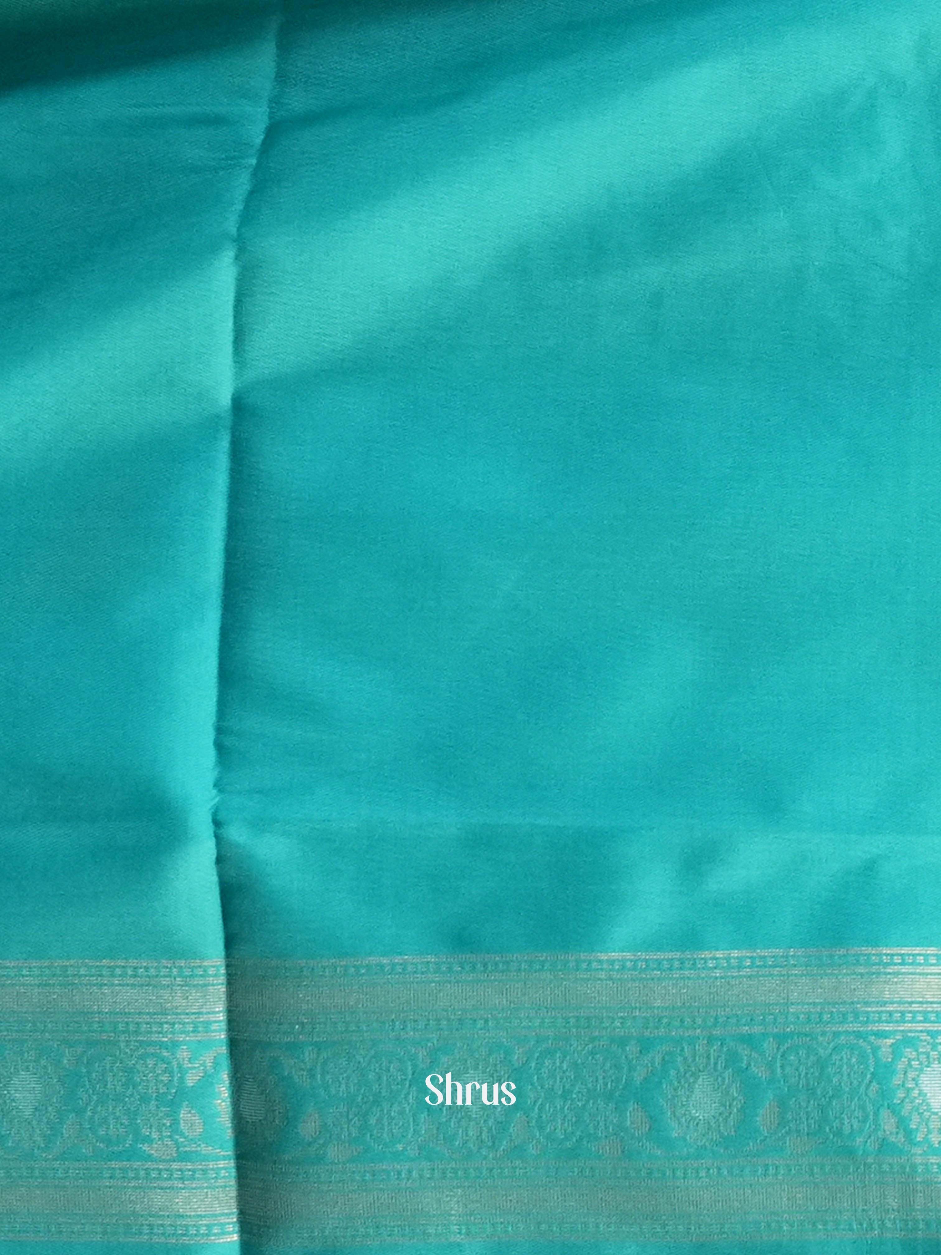 Pista Green & Teal - Semi Softsilk Saree - Shop on Shrus.com