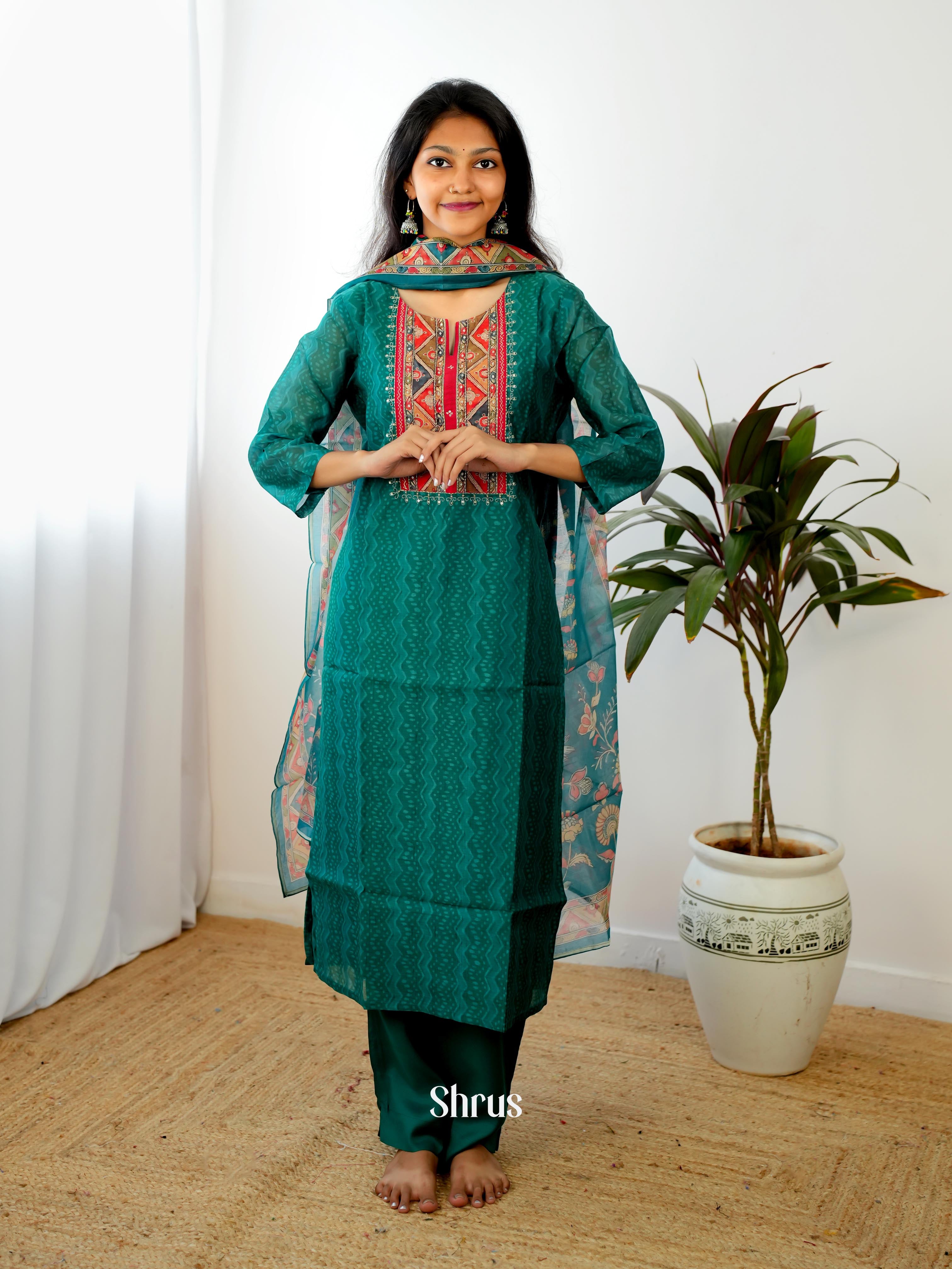 Green - 3pc Readymade Suits - Shop on Shrus.com