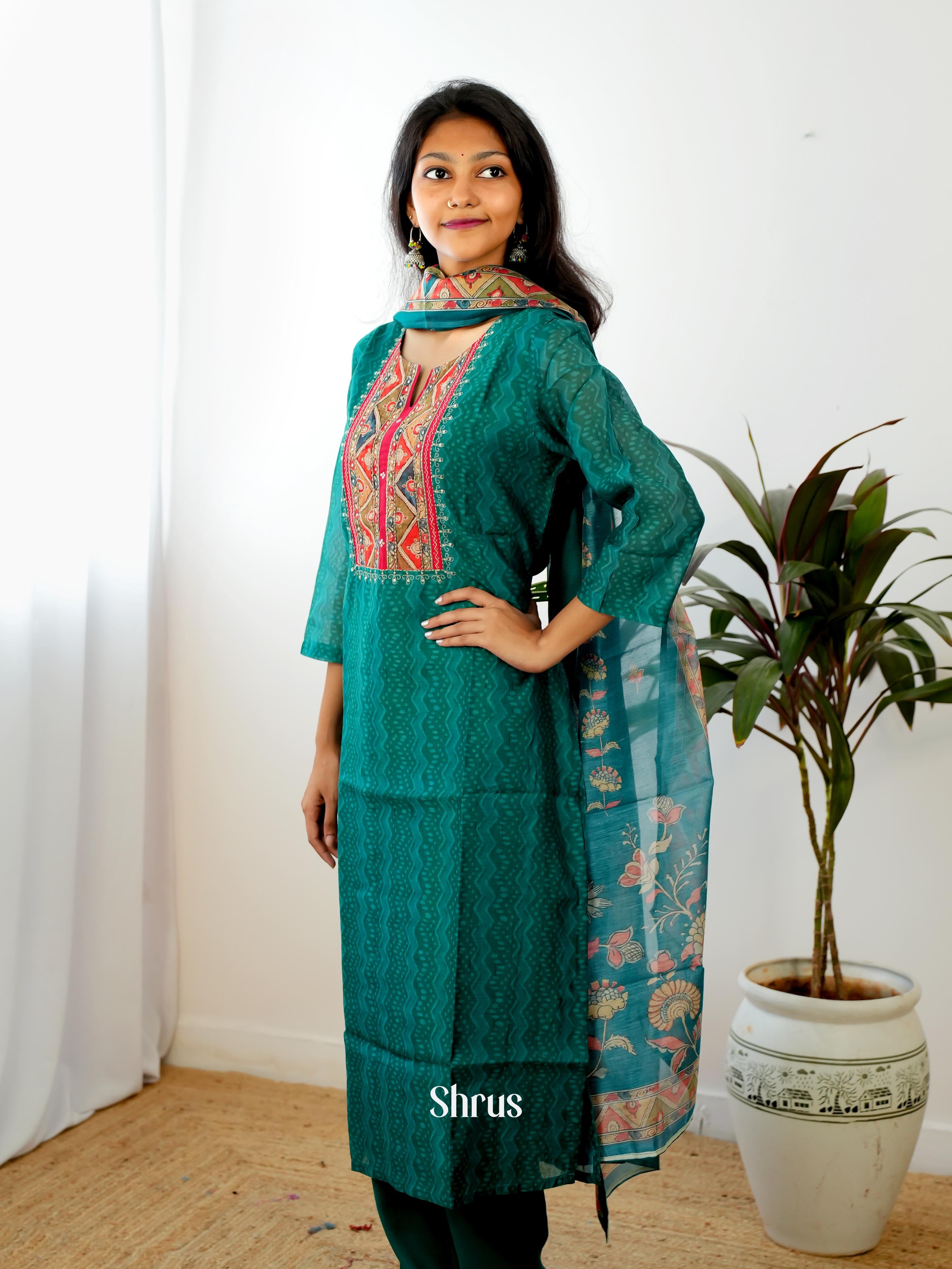 Green - 3pc Readymade Suits - Shop on Shrus.com