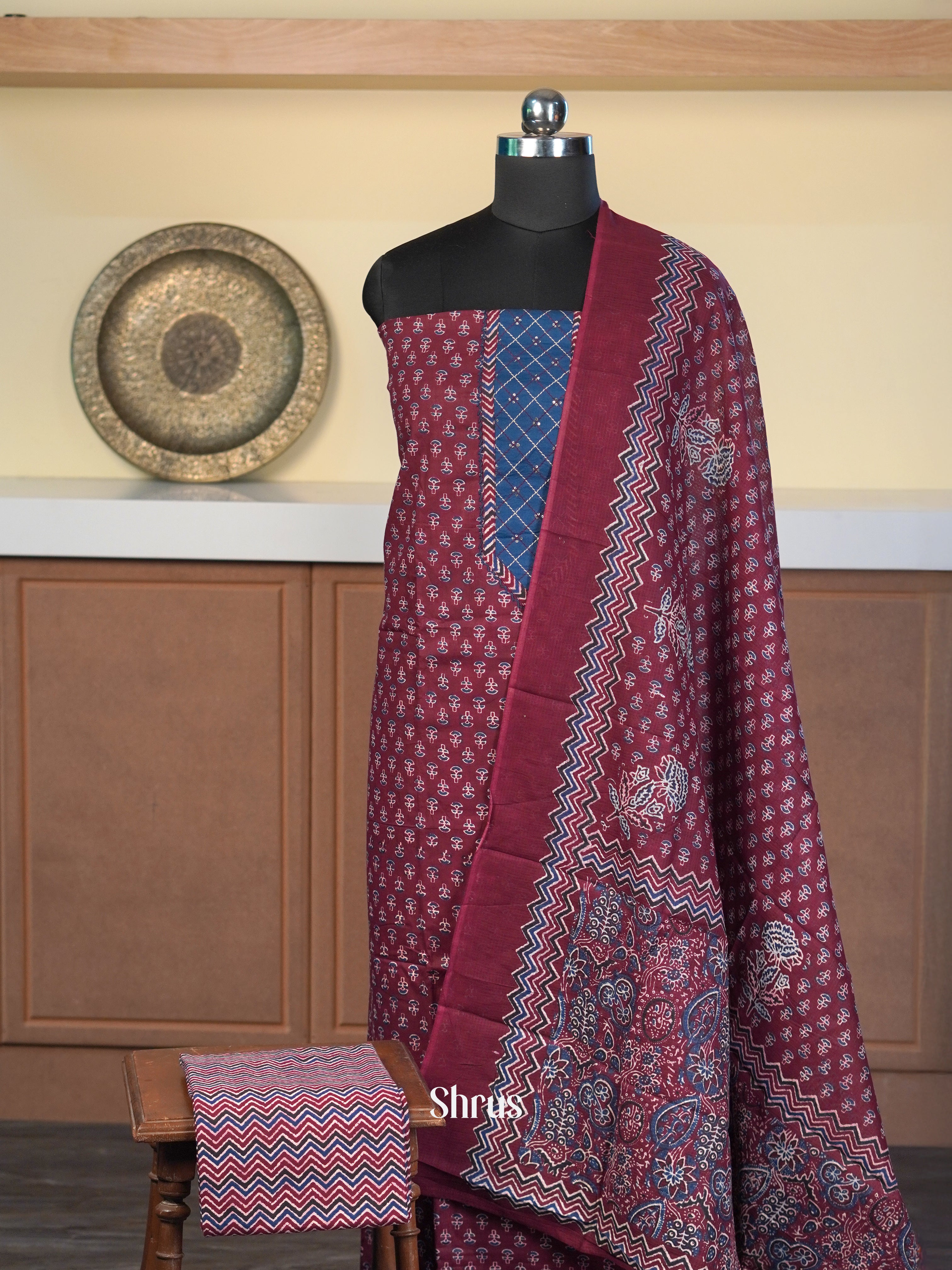 Maroon - Cotton salwar - Shop on Shrus.com