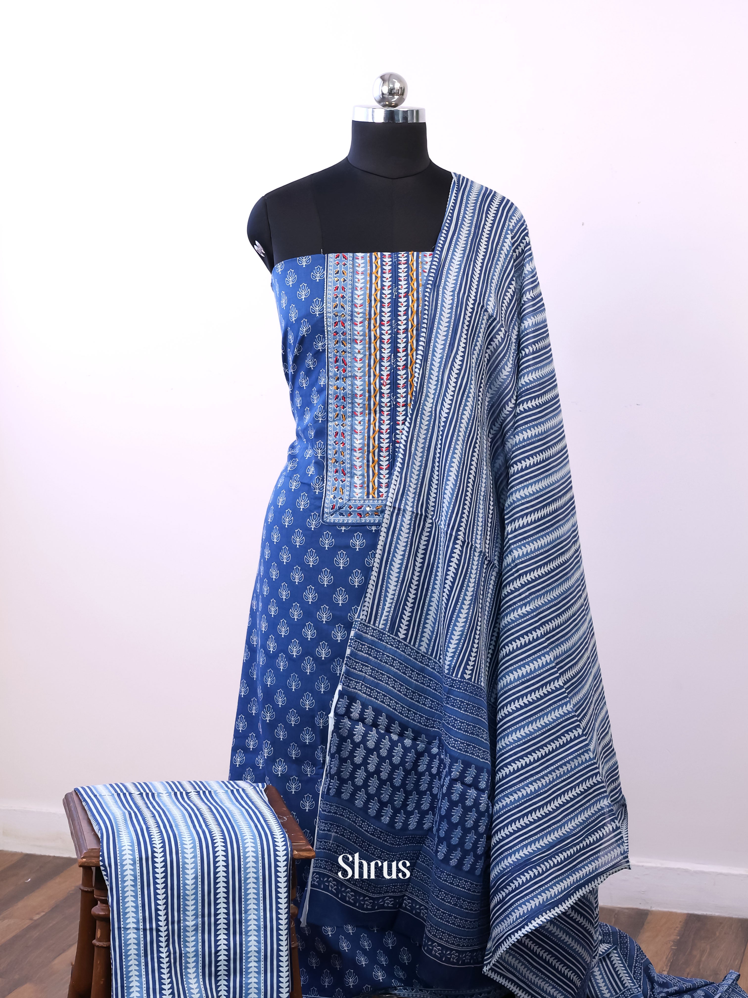 Blue - Cotton salwar - Shop on Shrus.com