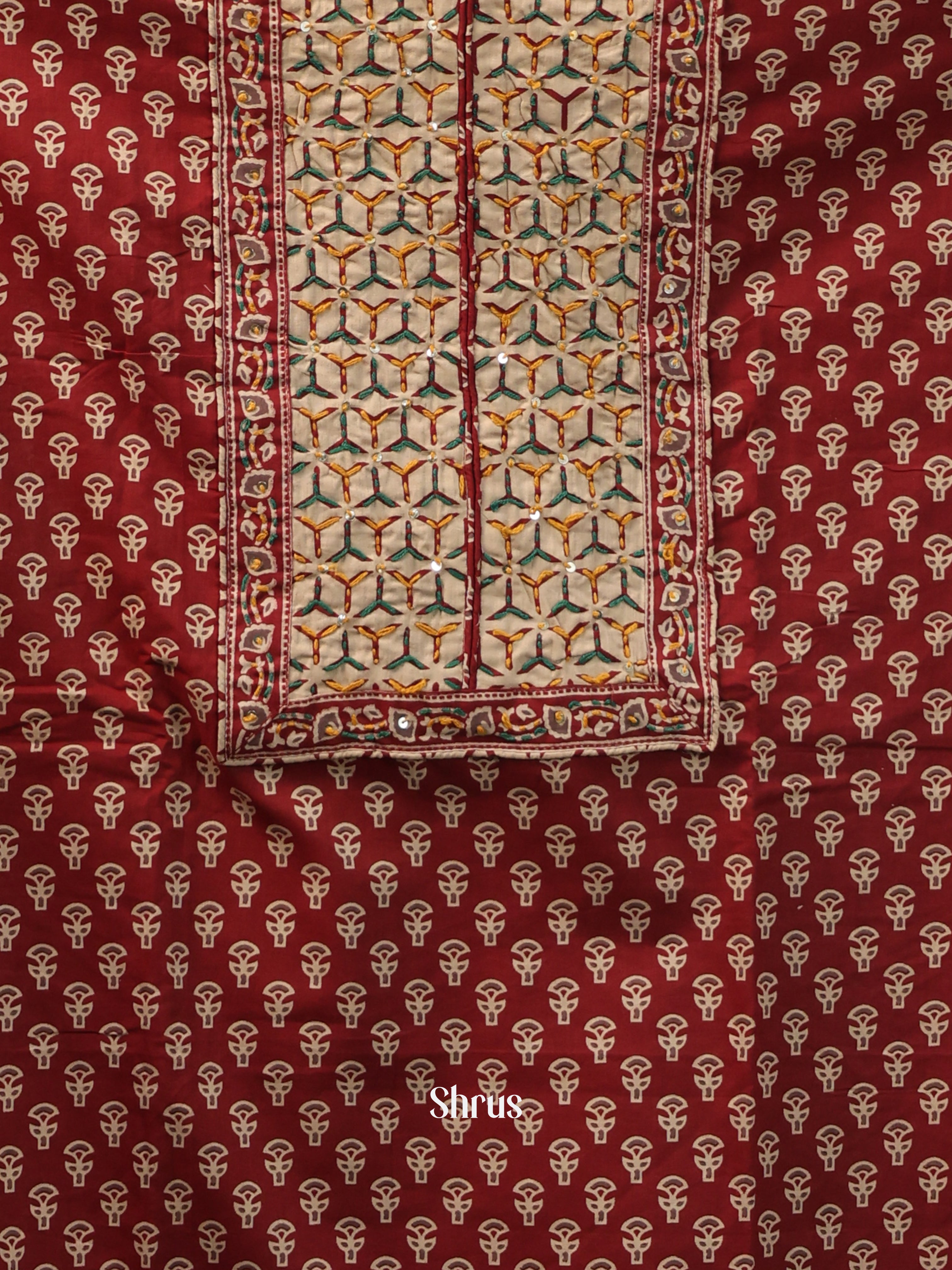 Maroon & Cream - Cotton salwar - Shop on Shrus.com