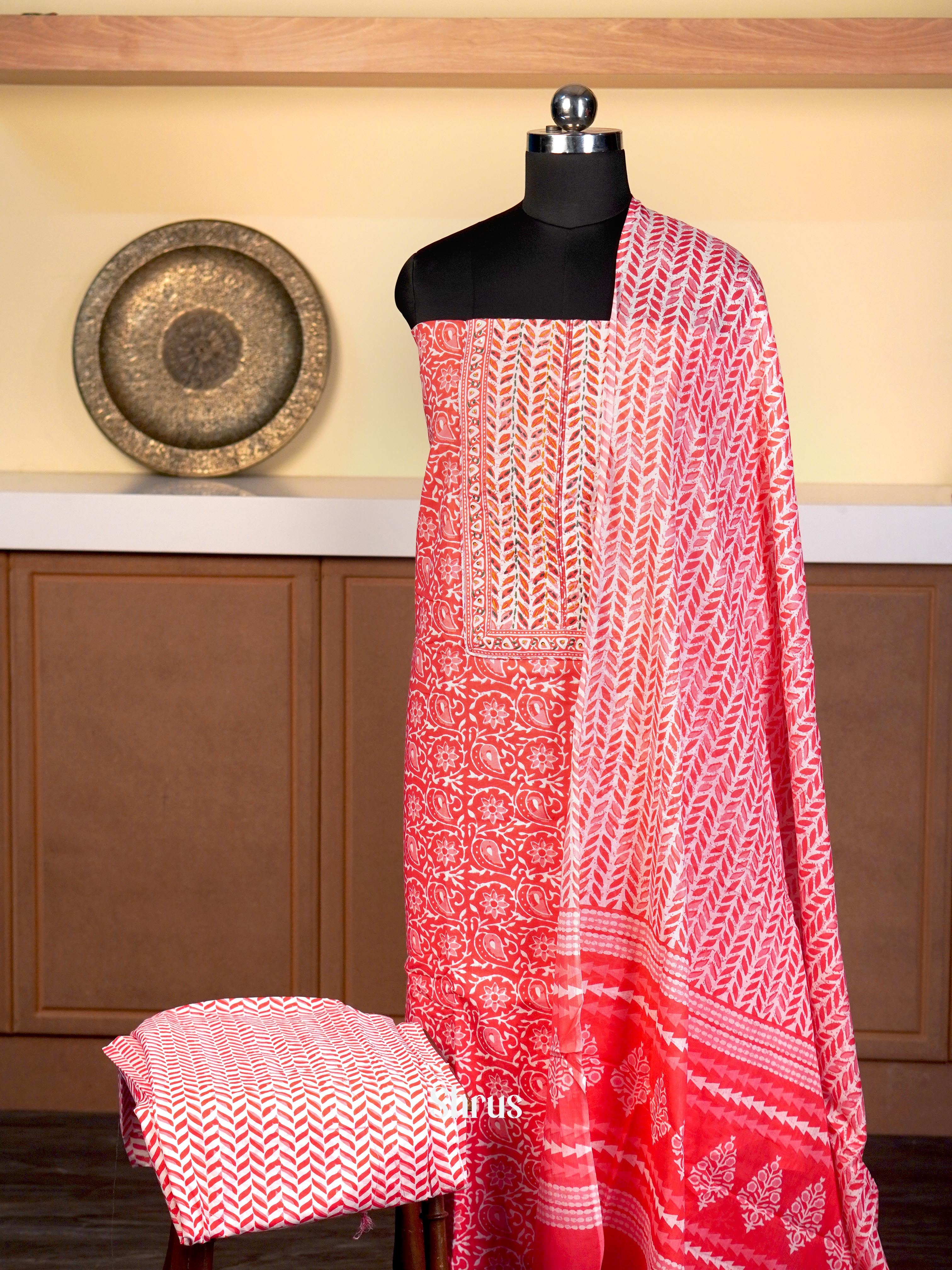 Red & Cream - Cotton salwar - Shop on Shrus.com