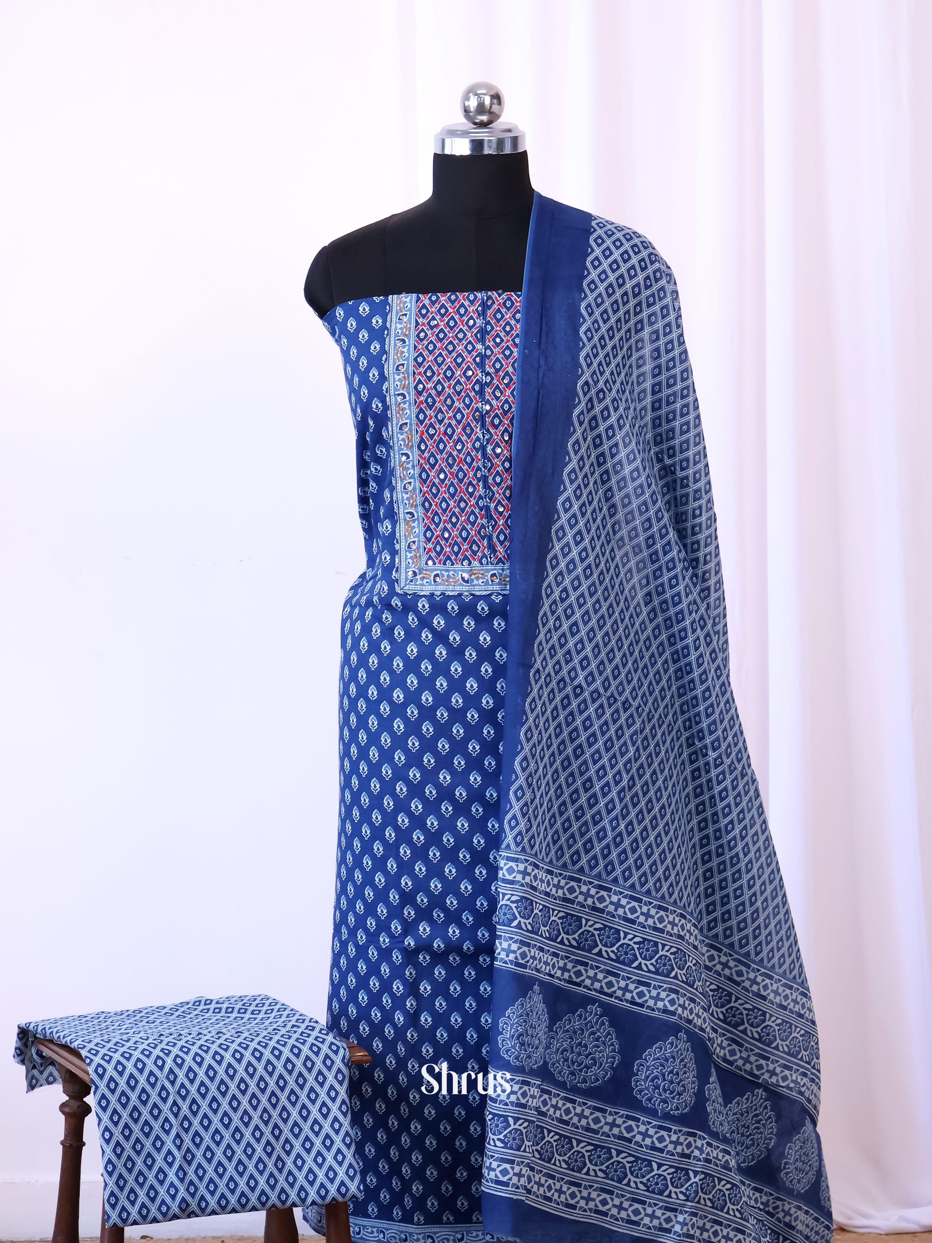 Blue - Cotton salwar - Shop on Shrus.com