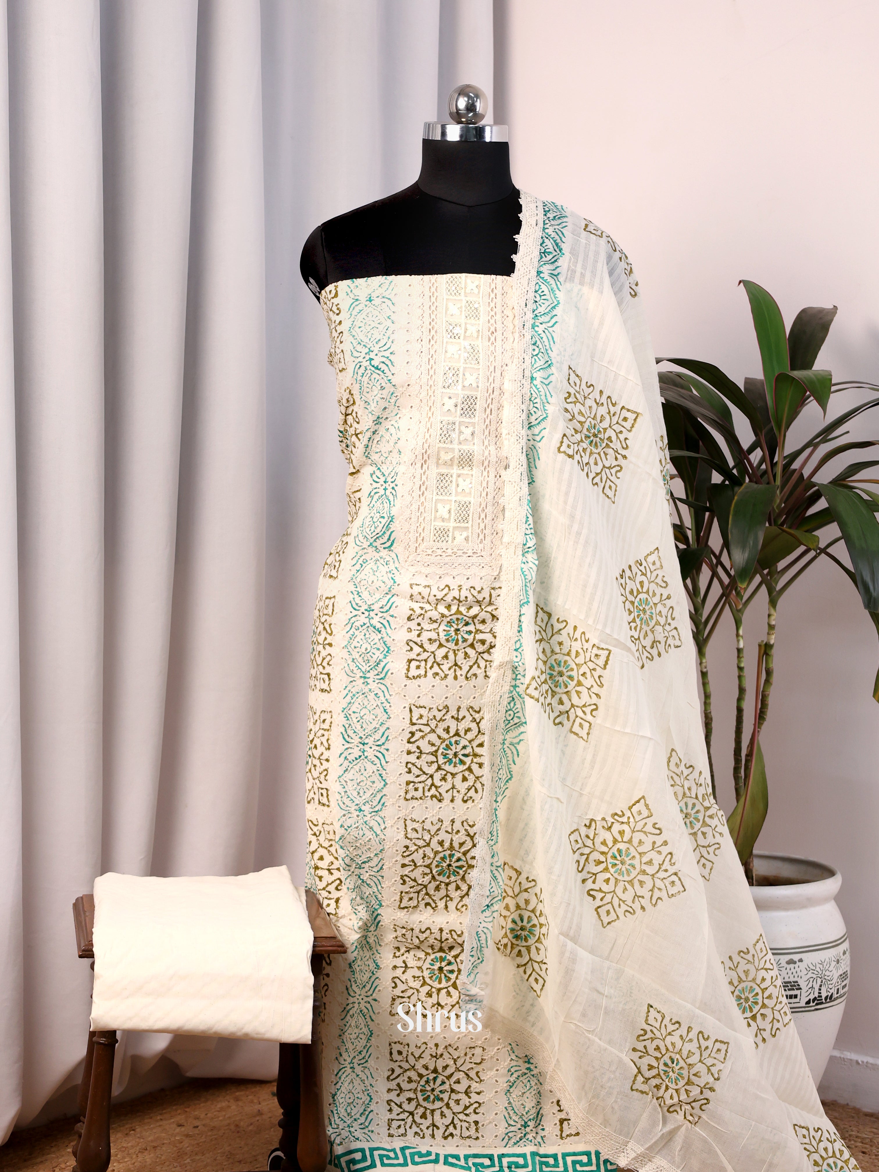 Cream - Cotton salwar - Shop on Shrus.com