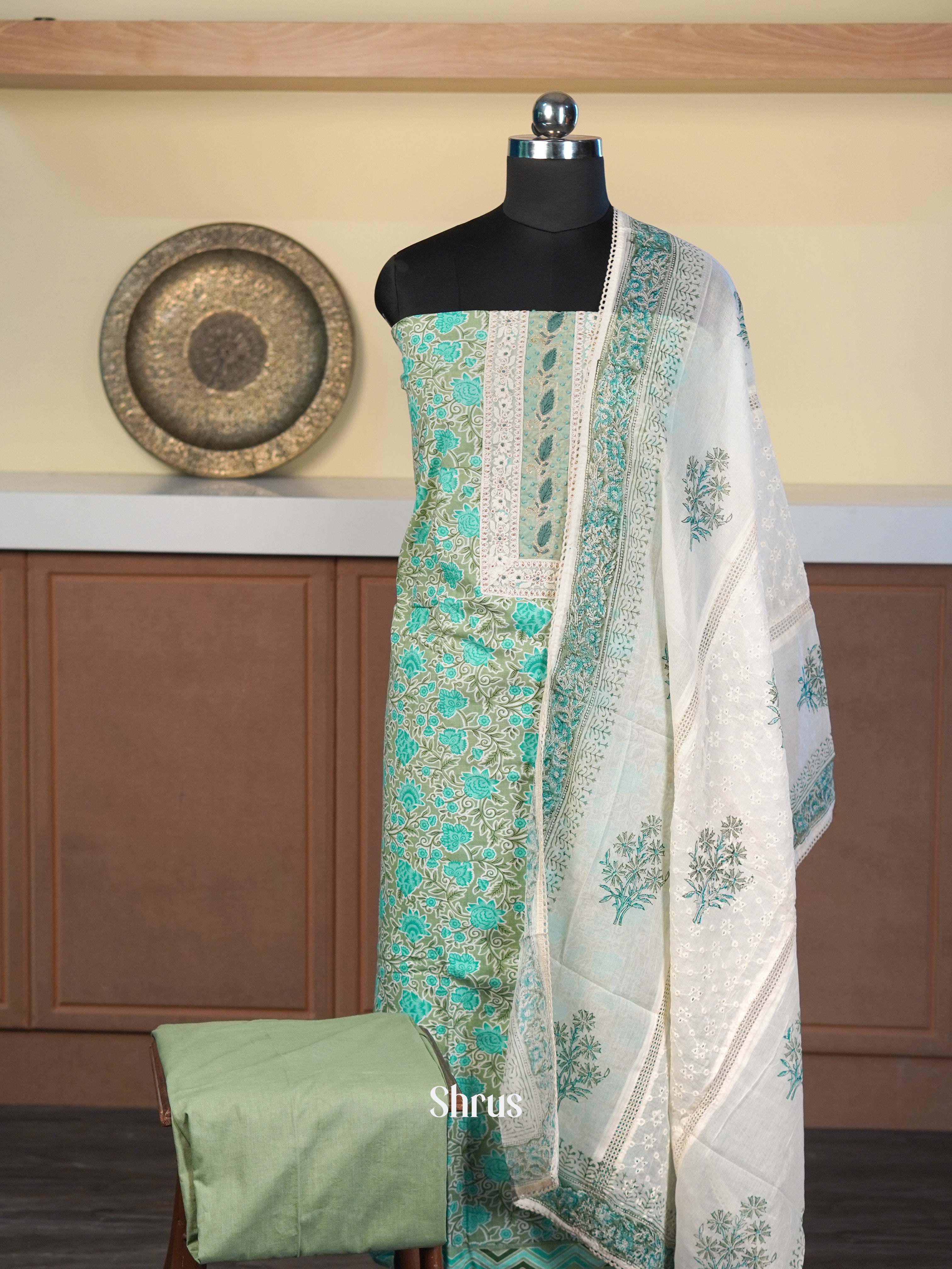 Teal Green & Cream - Cotton salwar - Shop on Shrus.com