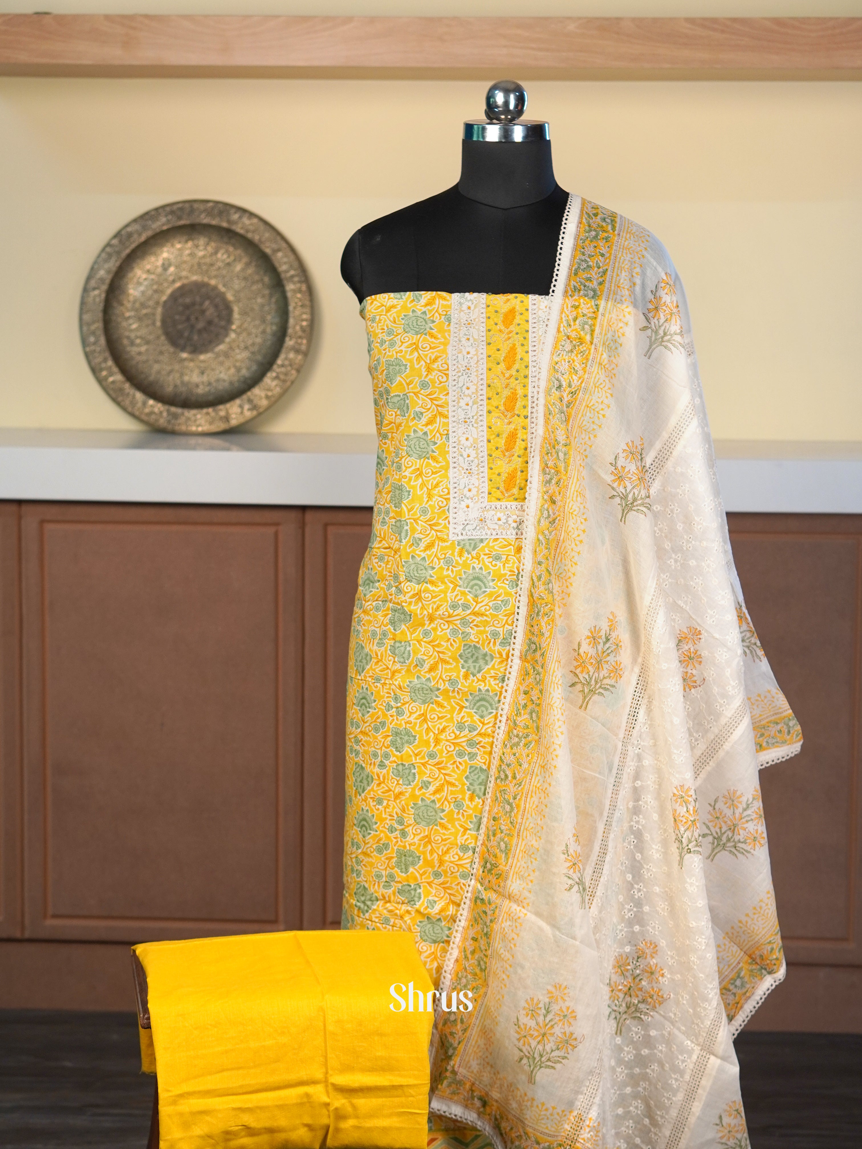 Yellow & Cream- Cotton salwar - Shop on Shrus.com