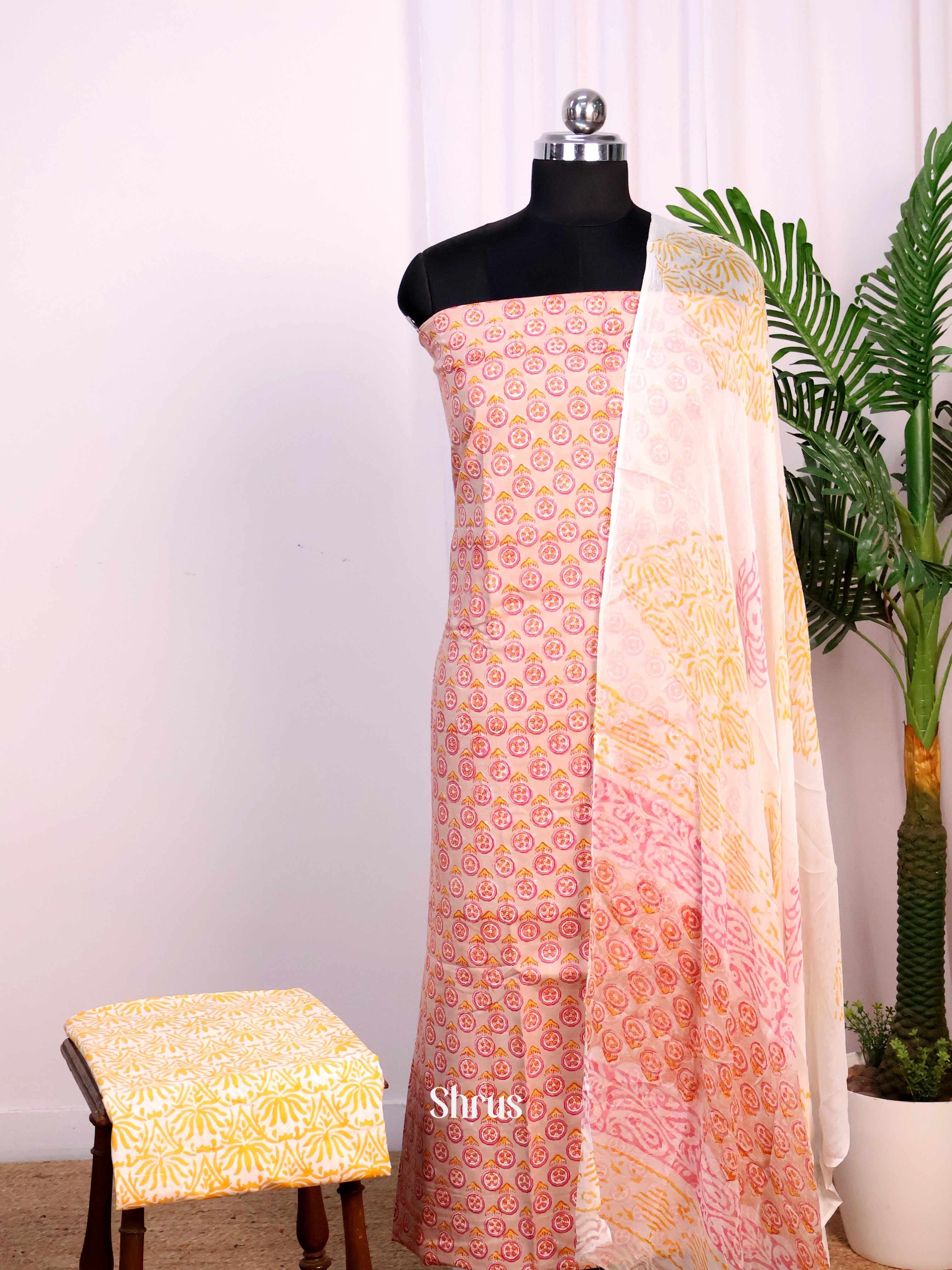 Pink & Cream - Cotton salwar - Shop on Shrus.com