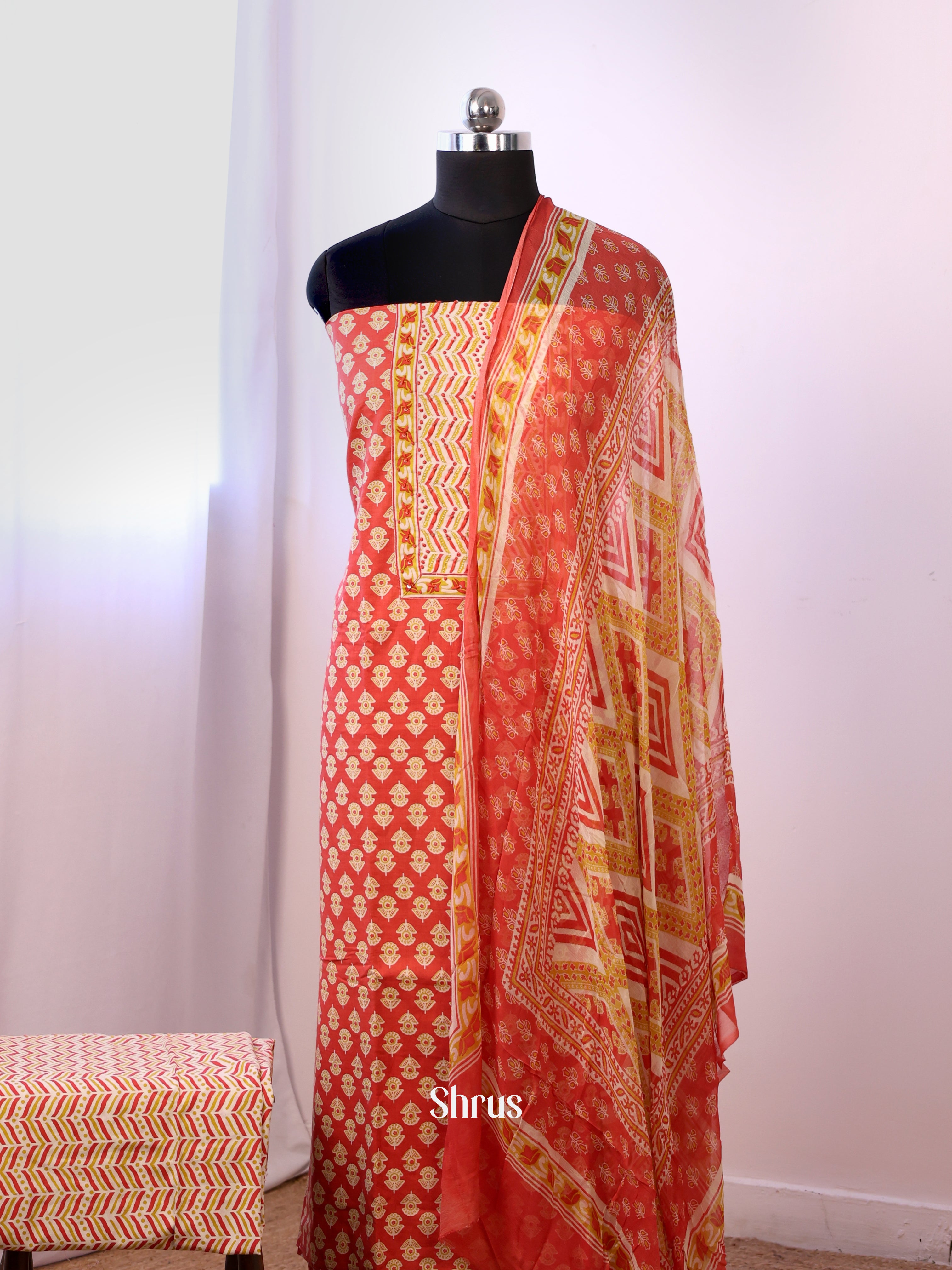 Orange & Cream- Cotton salwar - Shop on Shrus.com
