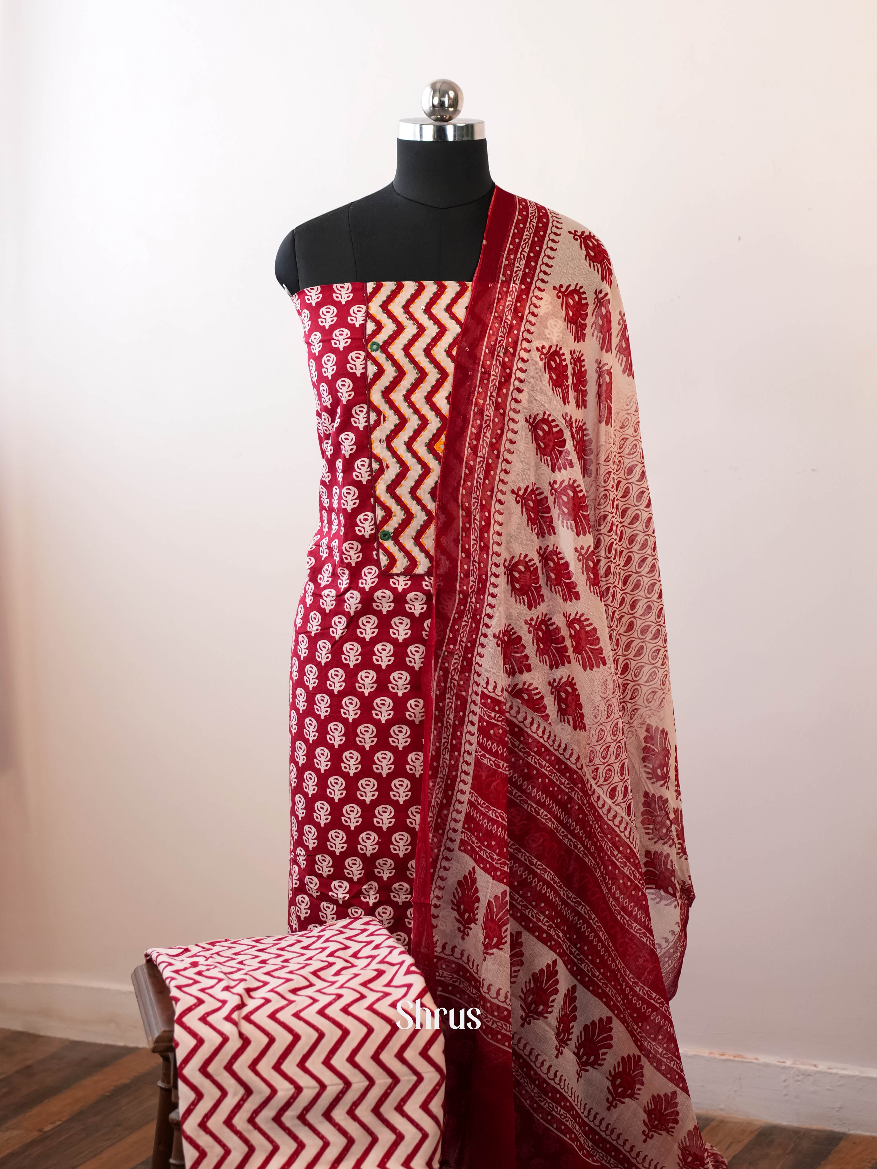 Red- Cotton salwar - Shop on Shrus.com