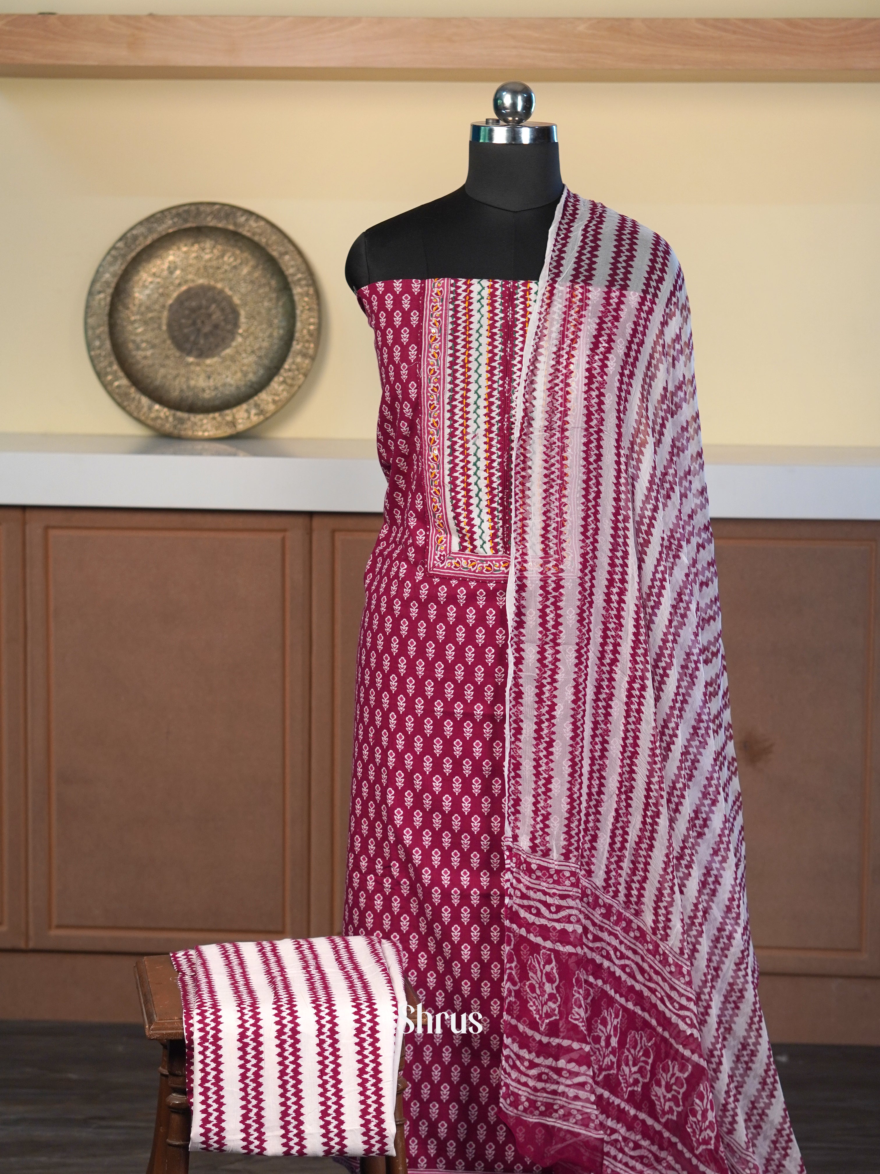 Maroon & Cream - Cotton salwar - Shop on Shrus.com