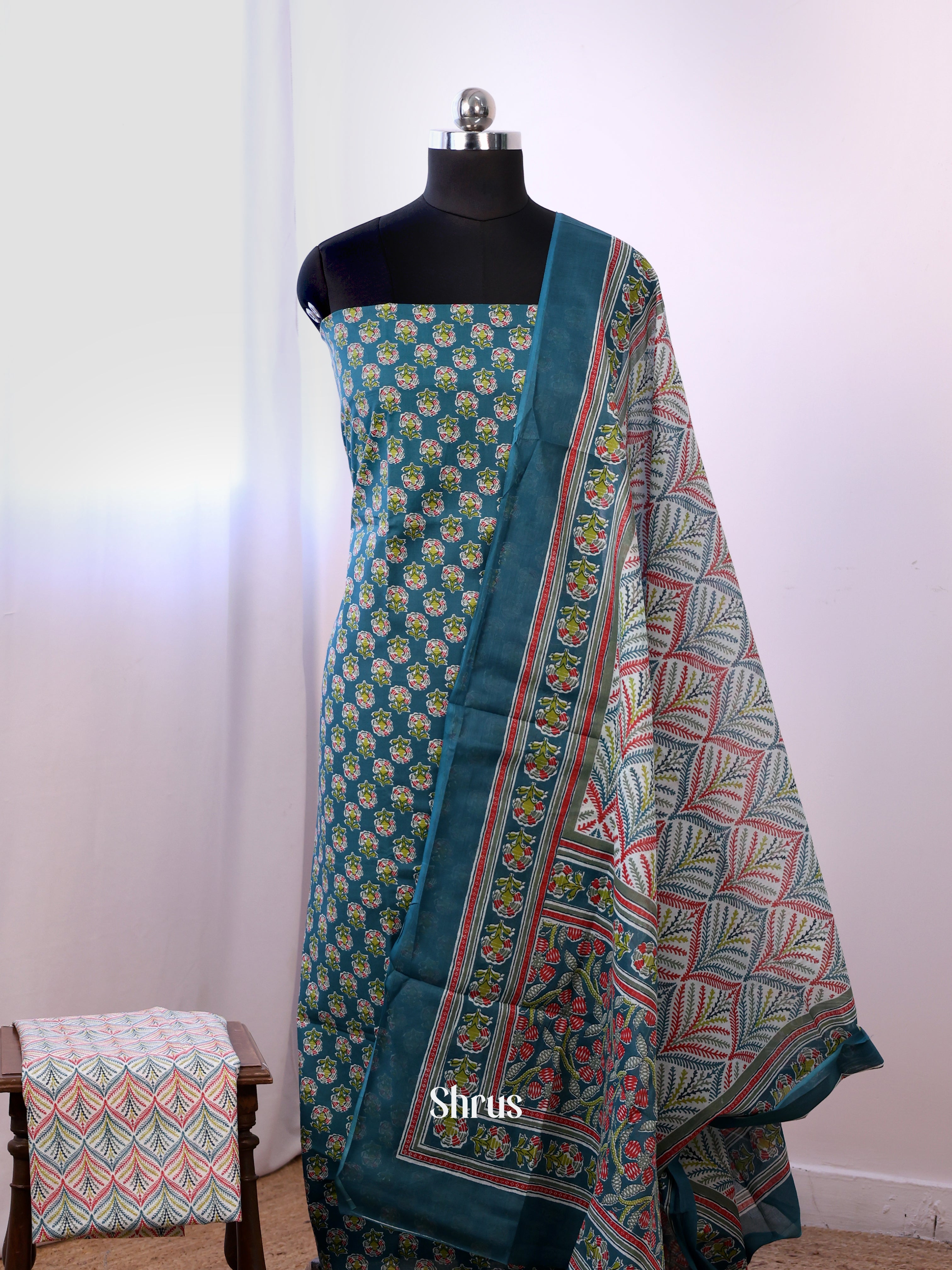 Blue & Cream- Cotton salwar - Shop on Shrus.com