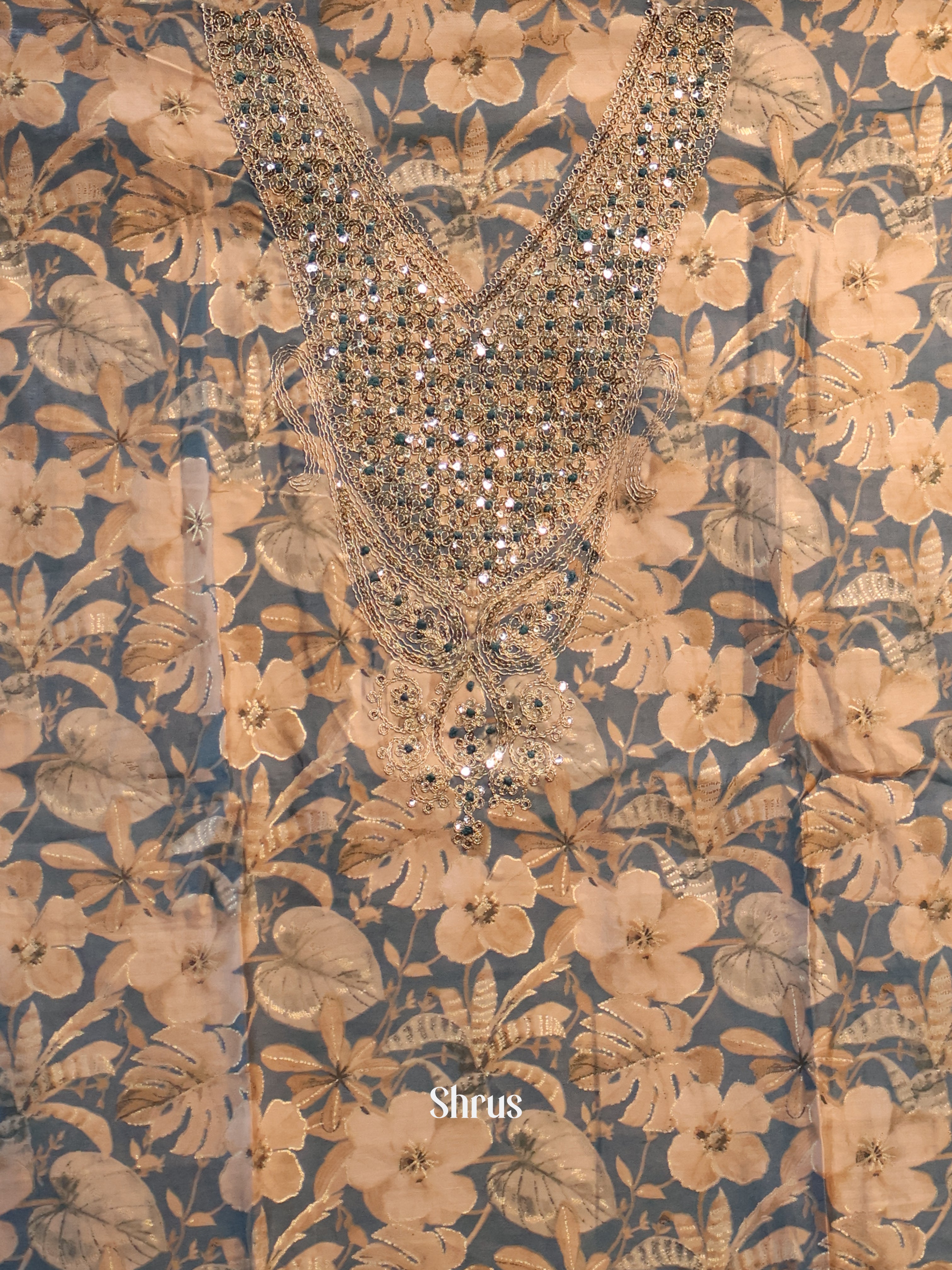 Peach & Greyish Blue - Cotton salwar - Shop on Shrus.com