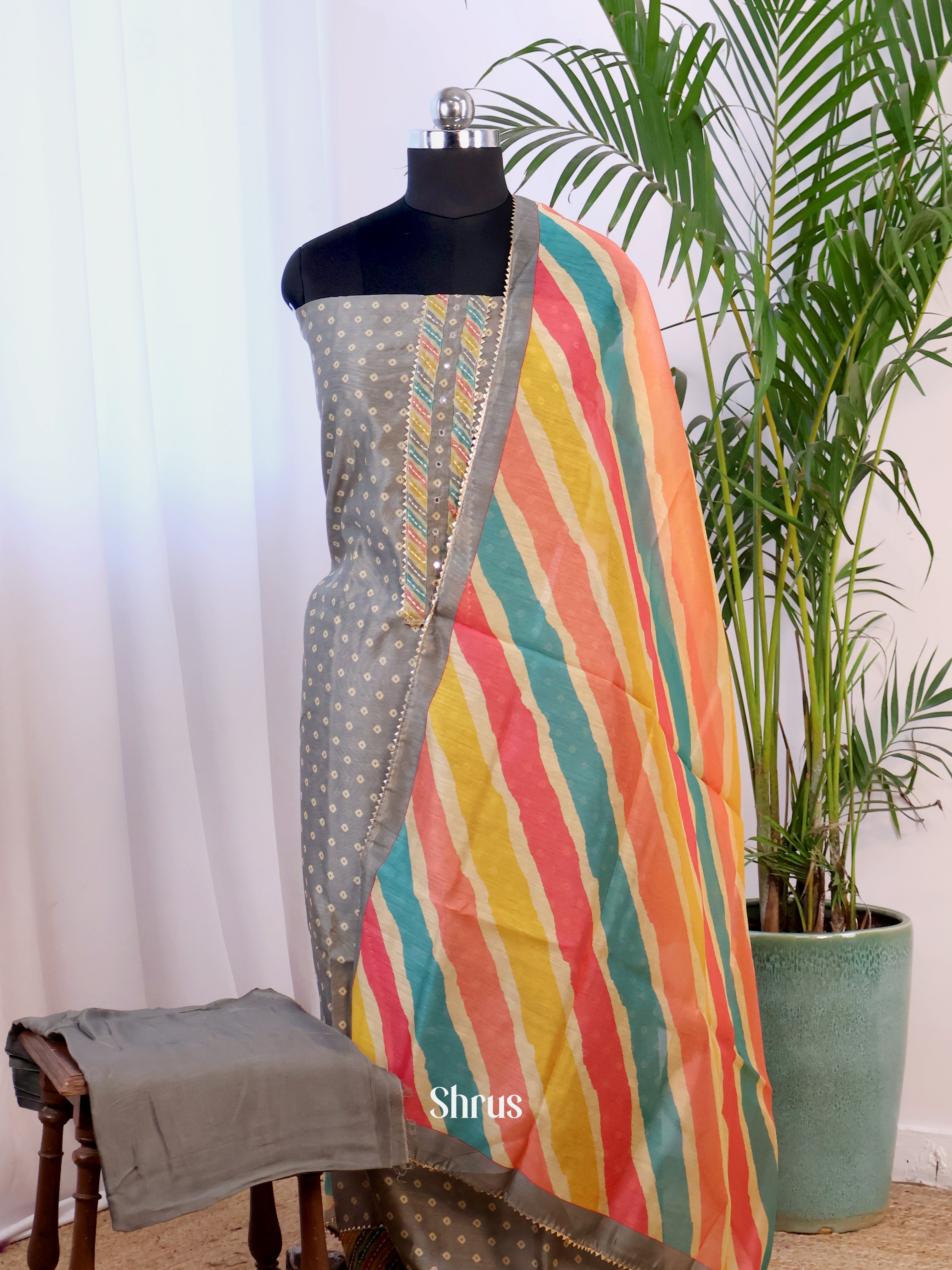 Grey & Multicolour - Cotton salwar - Shop on Shrus.com